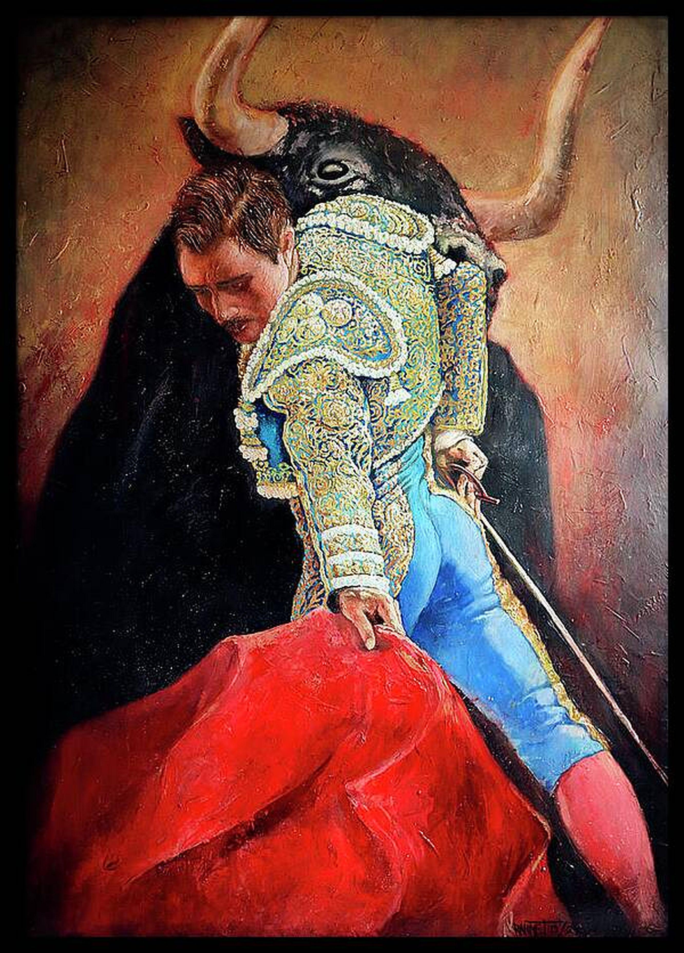 Symbole du taureau noir vicieux - Impressionnisme Painting par RAKHMET REDZHEPOV (RAMZI)