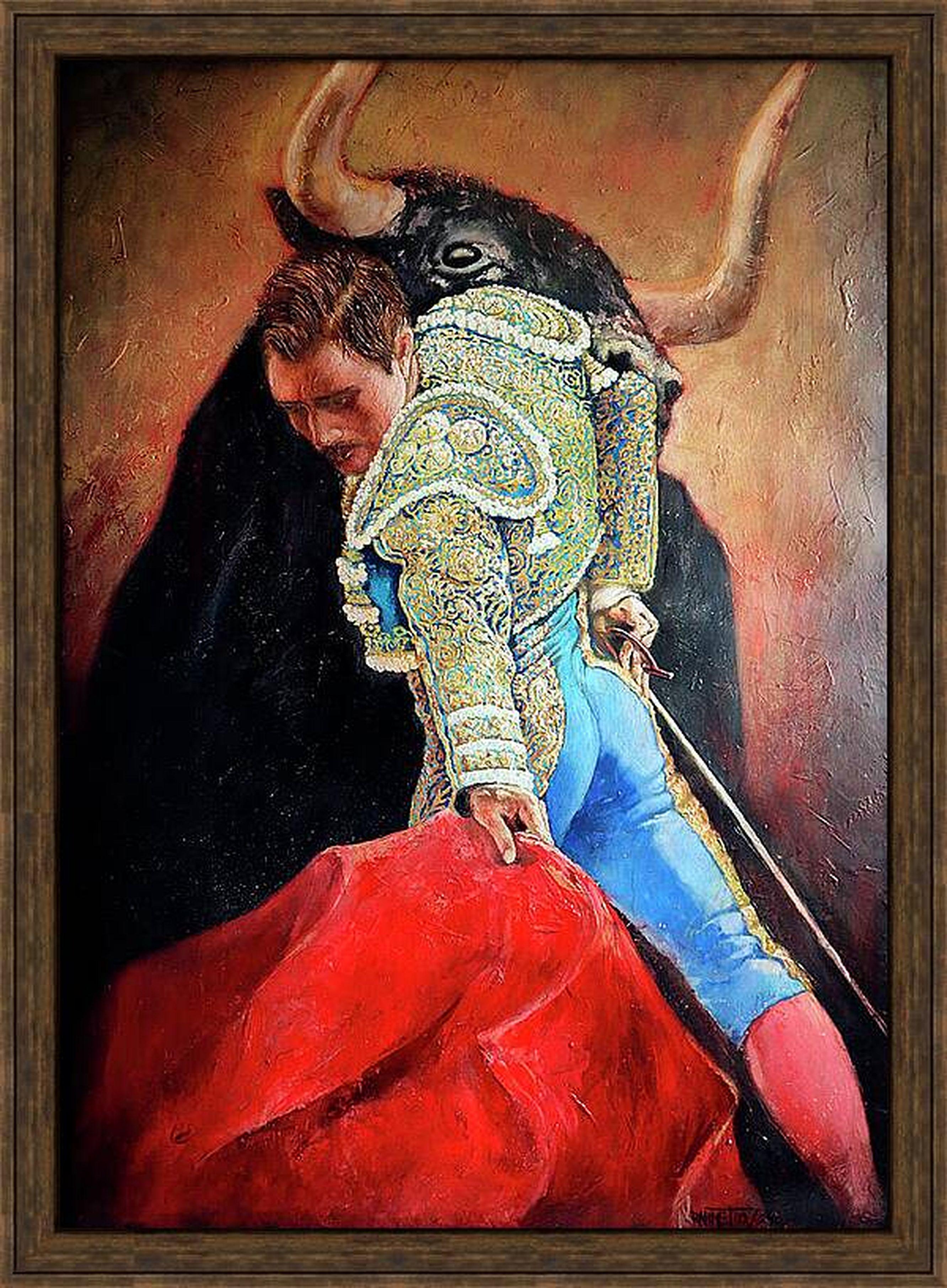 Symbole du taureau noir vicieux - Impressionnisme Painting par RAKHMET REDZHEPOV (RAMZI)
