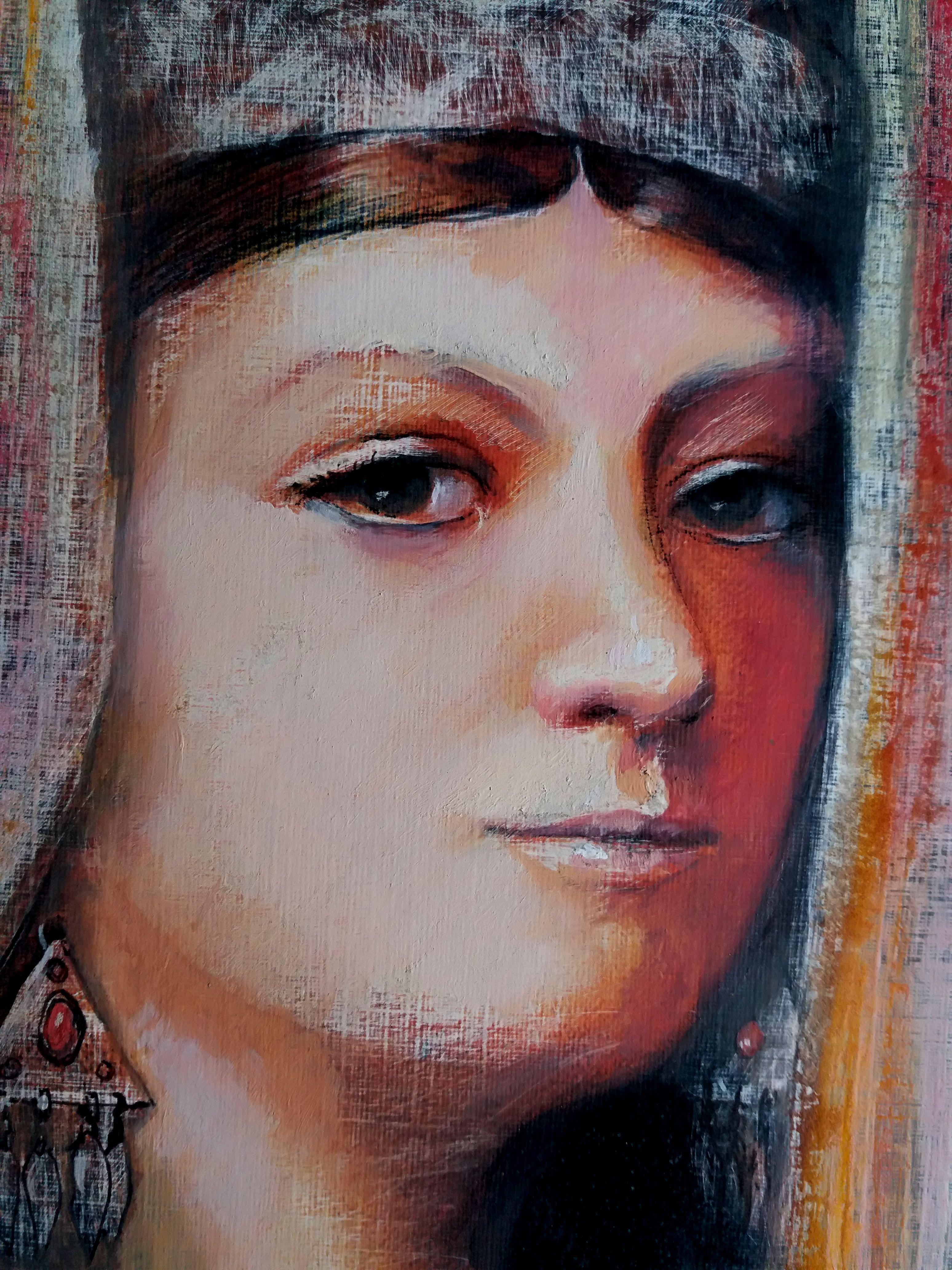 Nel creare questo pezzo, ho intrecciato il realismo con accenni di surrealismo, intrecciando l'emozione cruda dell'espressionismo. Attraverso il pastello, la matita e i tocchi di matita colorata e grafite, ho cercato di catturare uno sguardo che