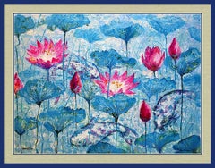 Water Lilies and Koi Fish