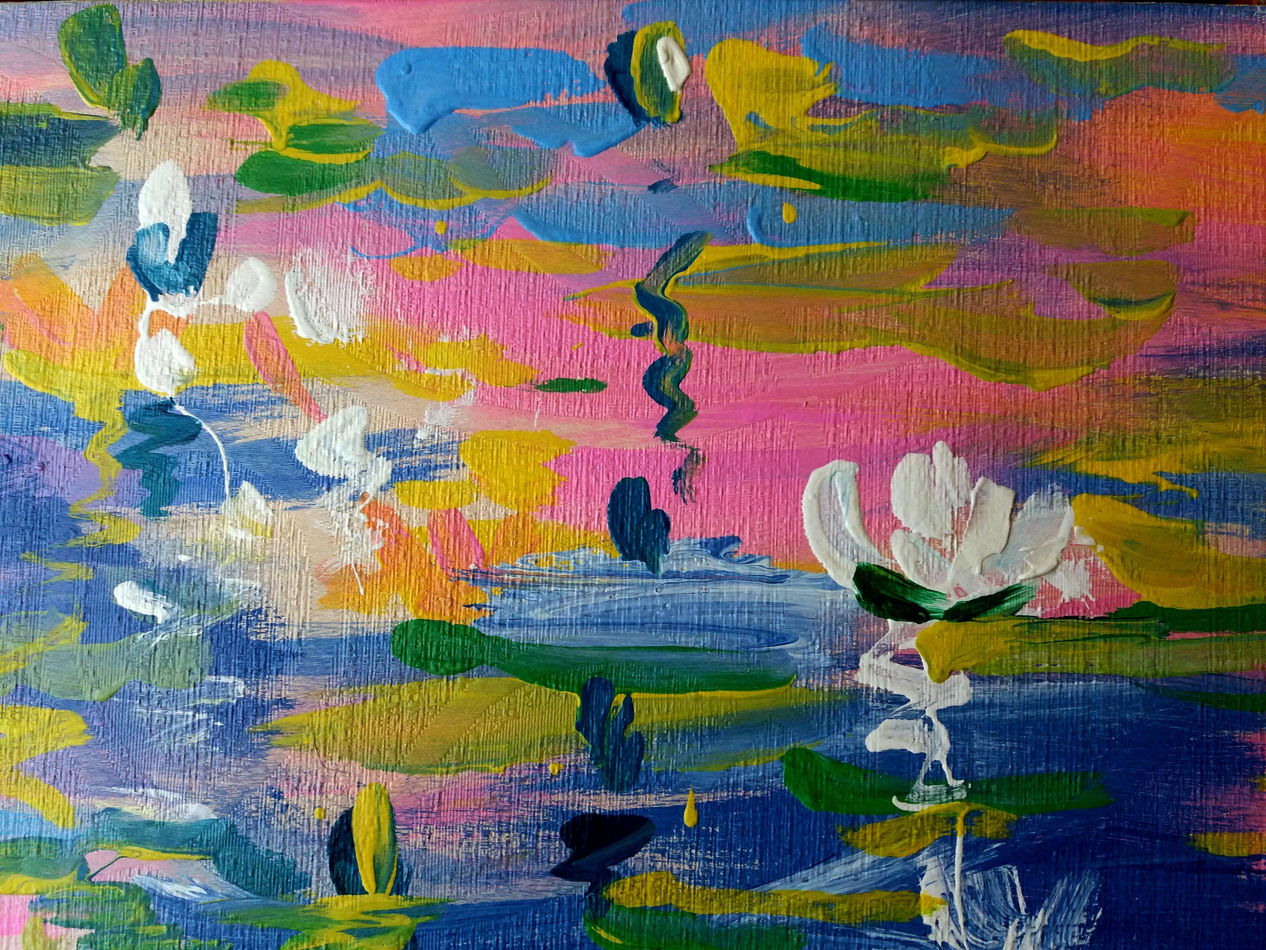 Water Lilies in the Lake - Painting by RAKHMET REDZHEPOV (RAMZI)