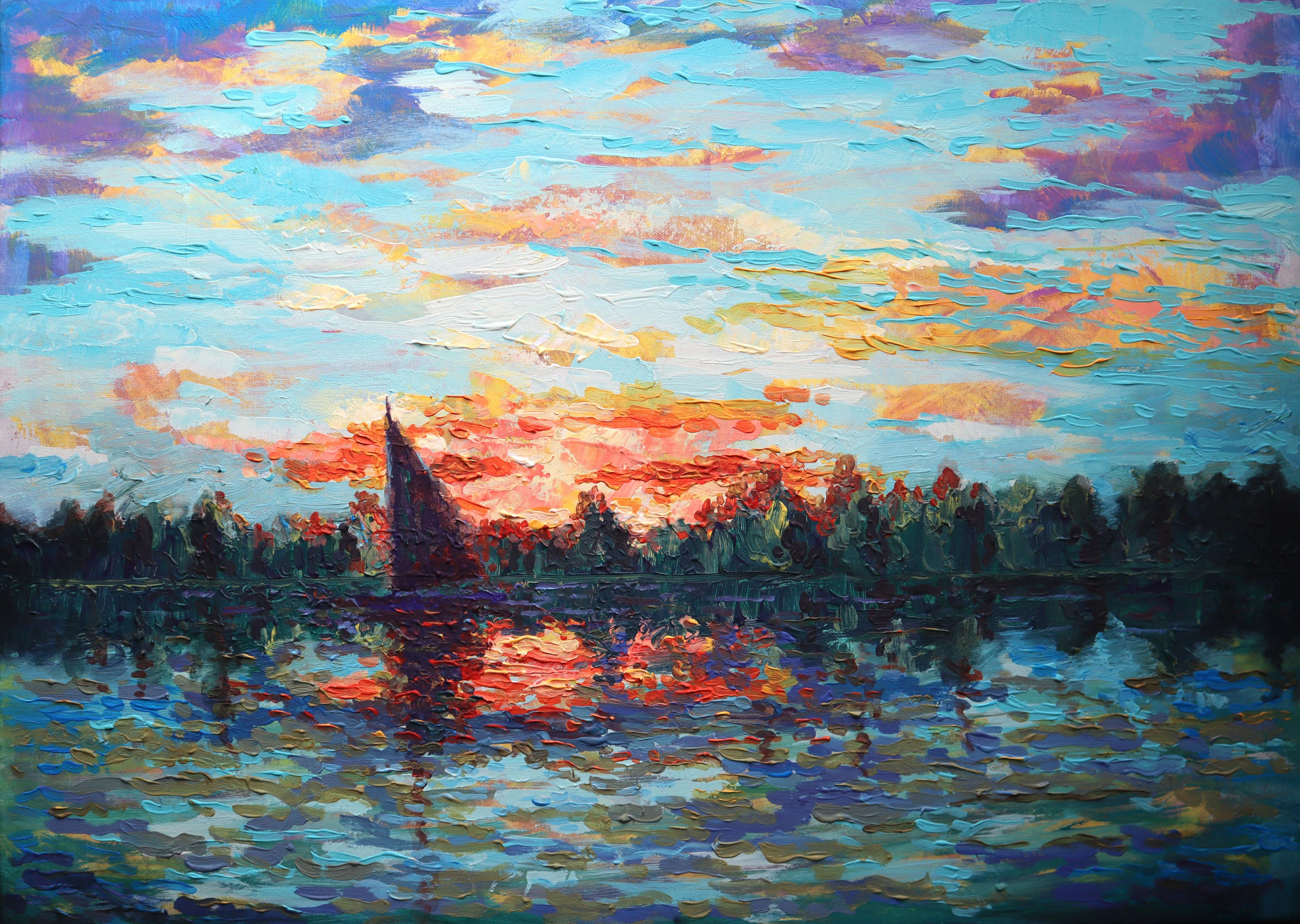 RAKHMET REDZHEPOV (RAMZI) Landscape Painting - Wind in Sail