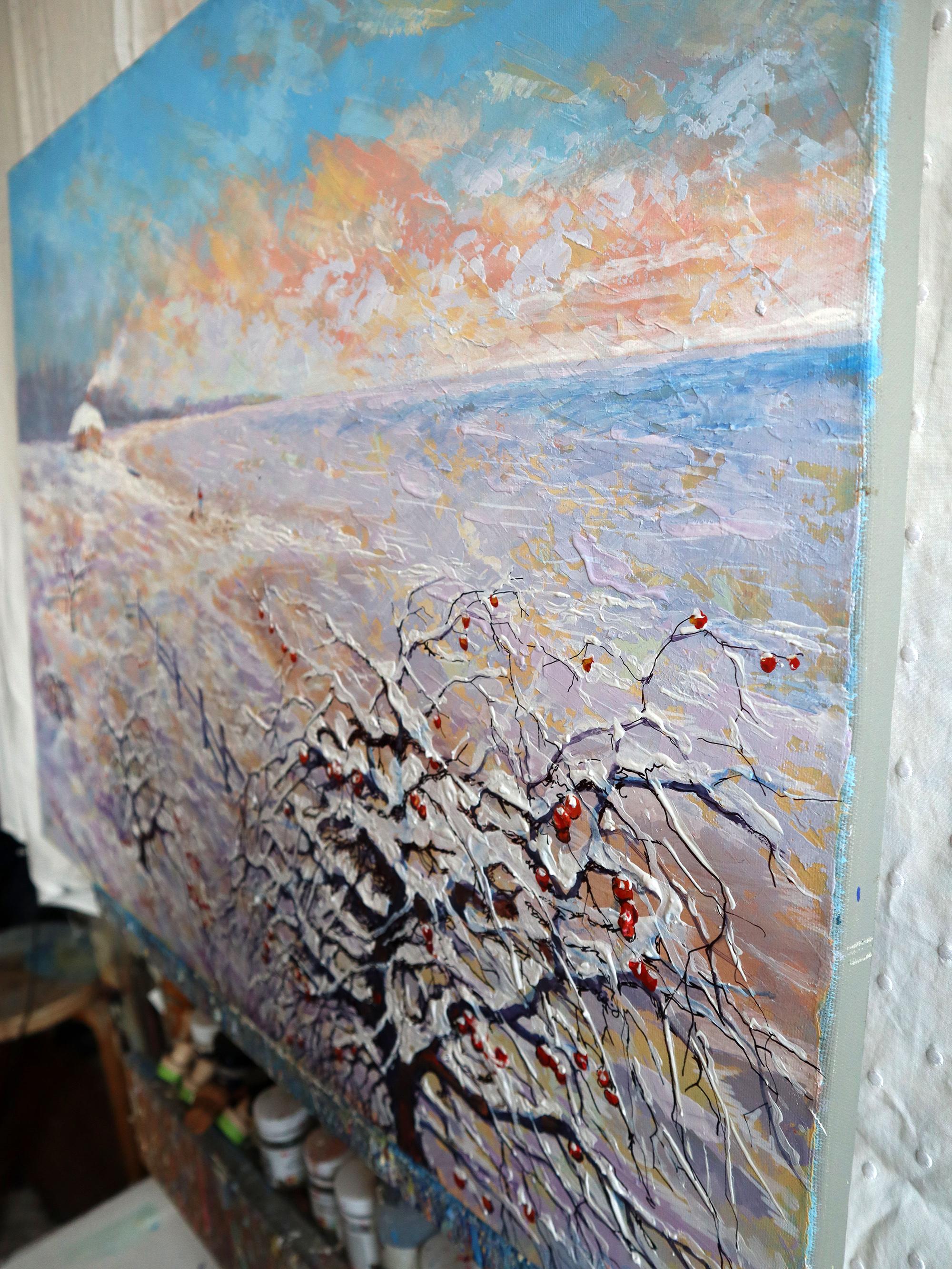 Anciennes pommes, dunes - Gris Landscape Painting par RAKHMET REDZHEPOV (RAMZI)