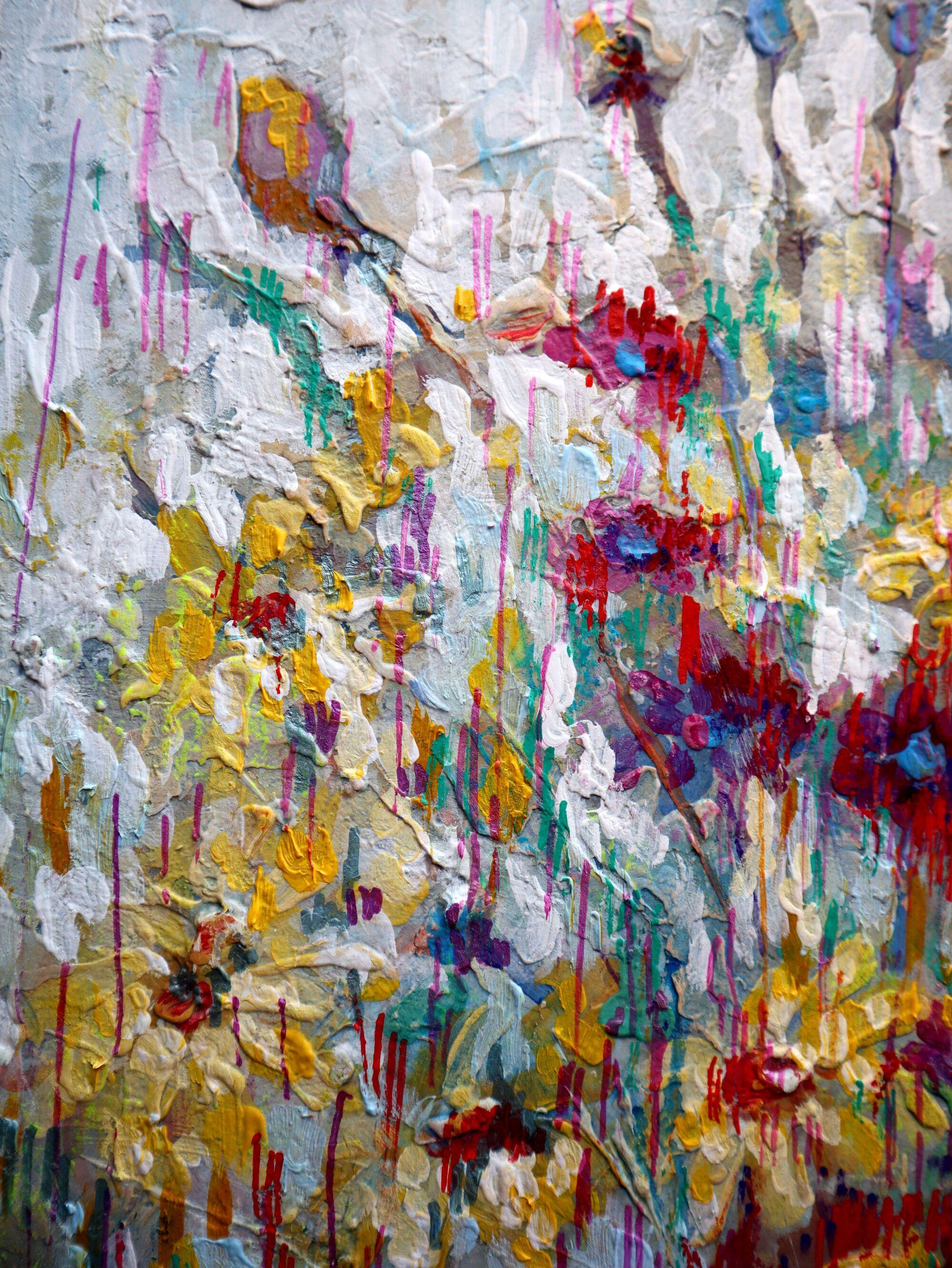 Fleurs jaunes - Gris Interior Painting par RAKHMET REDZHEPOV (RAMZI)