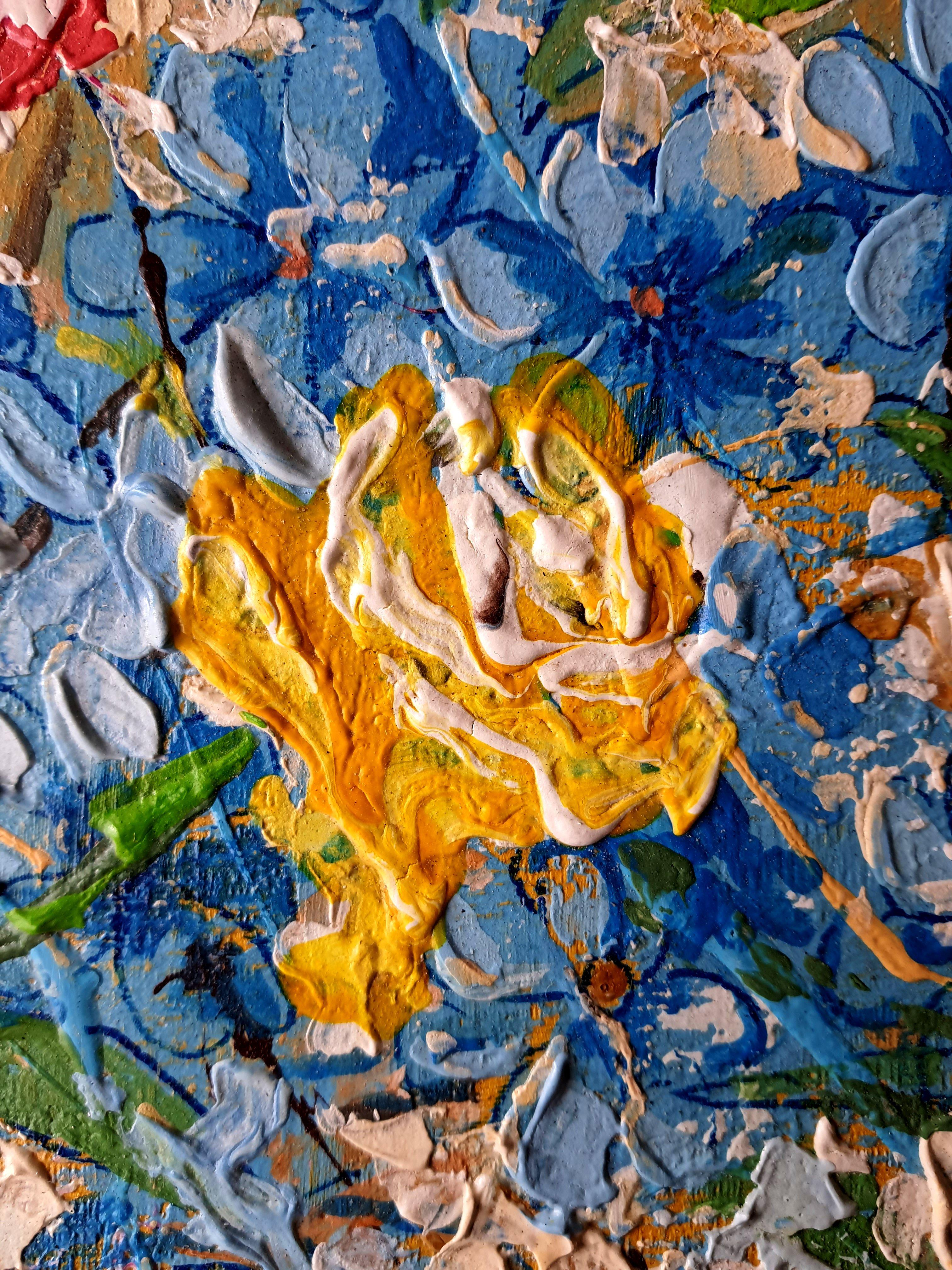 Rosa Gialla. Pittura ad olio originale in vendita 2