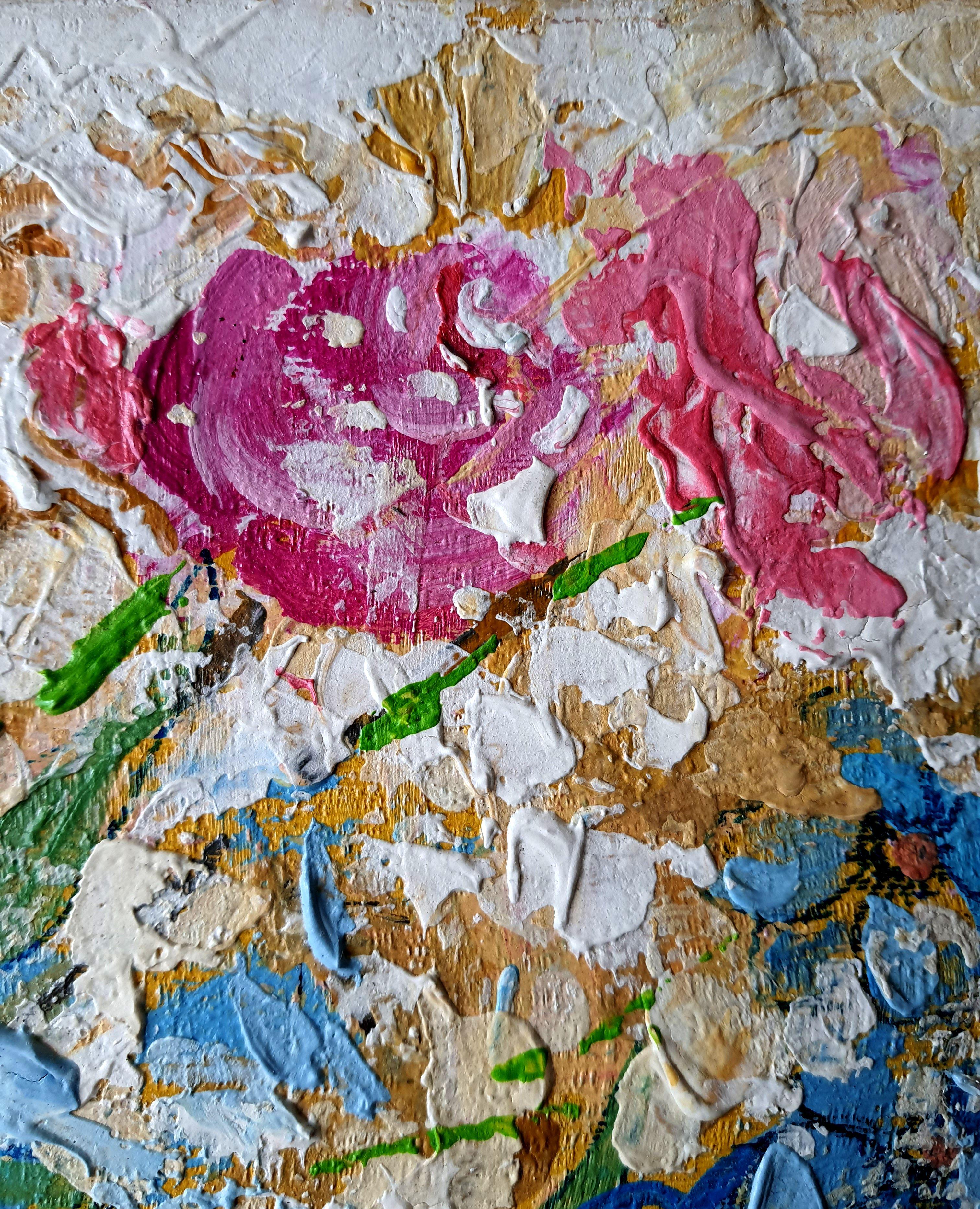 Rosa Gialla. Pittura ad olio originale in vendita 3