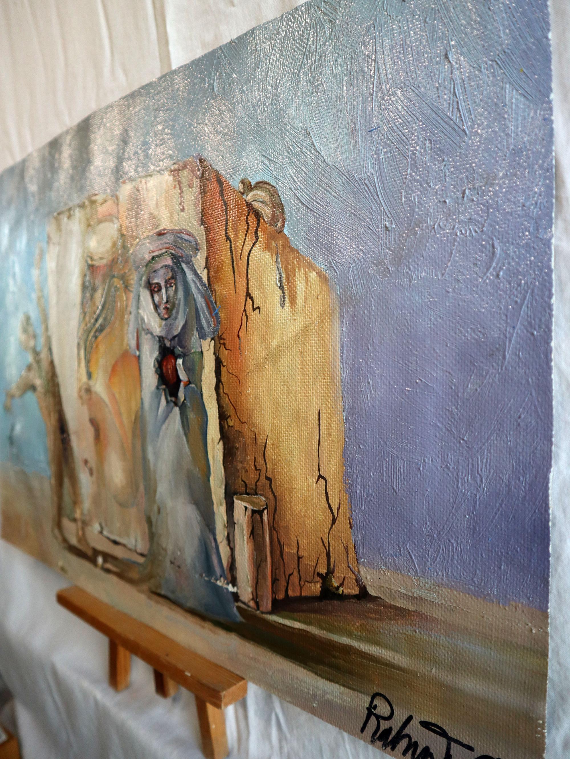 Mi hai spezzato il cuore - Figurative Painting Grigio di RAKHMET REDZHEPOV (RAMZI)