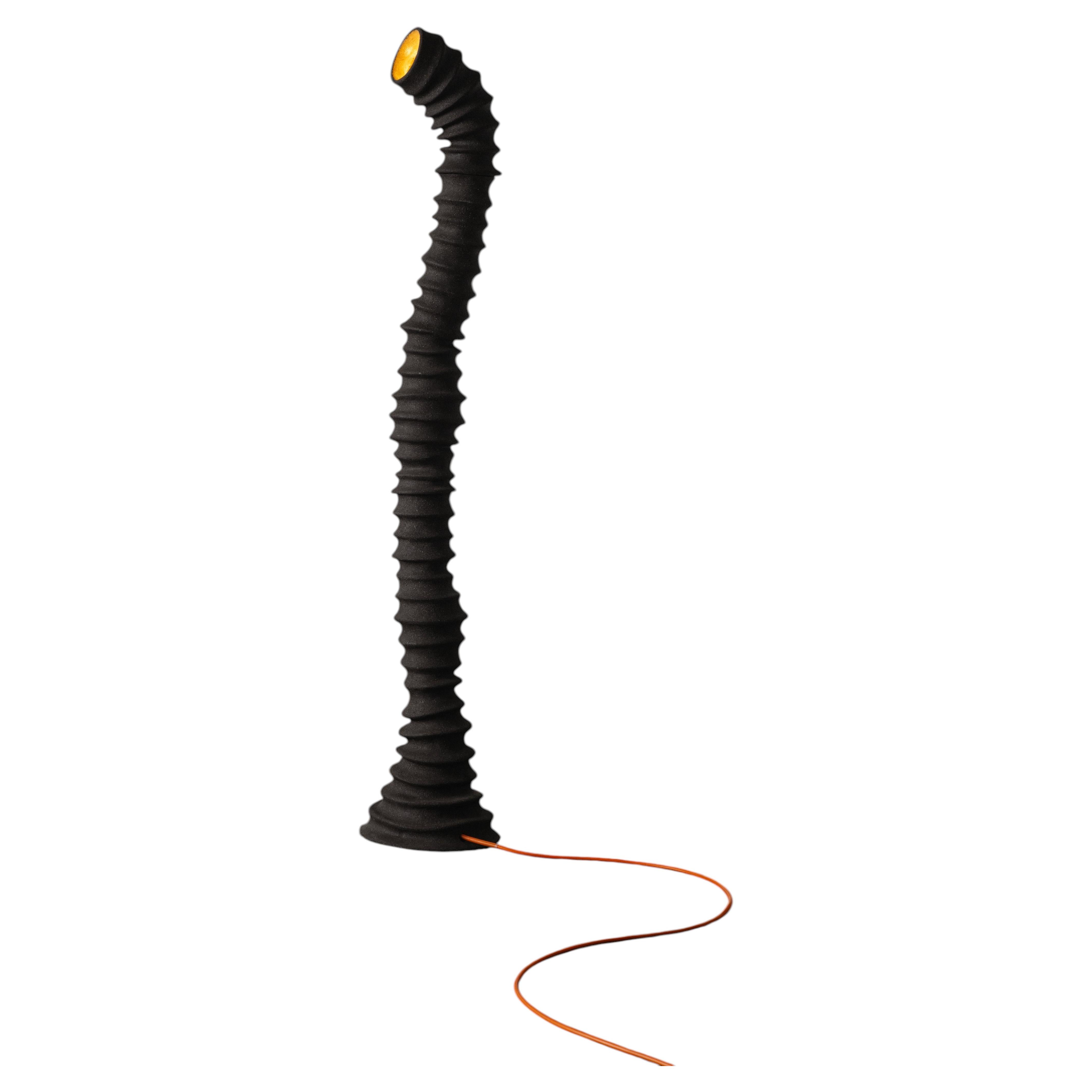 Rakis Floor Lamp in Black Vulcan Stoneware Clay by Catalin Filip For Sale