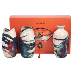 Raku 3 Pack Premium-Vase Geschenk-Box - Halb Kupfer - Handmade Ceramic Home Decor