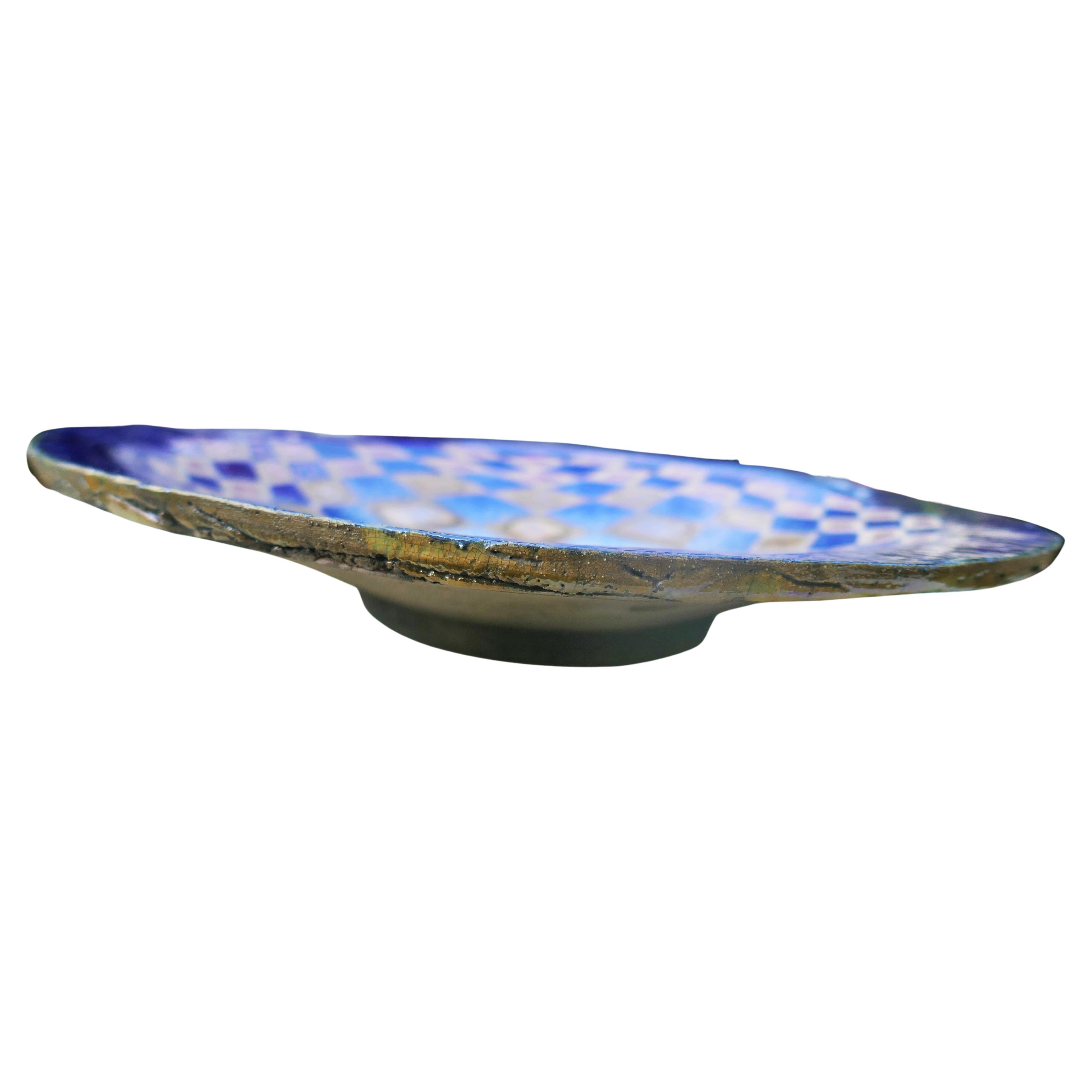 Raku ceramic plate by Emilio Alberti. im Zustand „Gut“ im Angebot in Lugo, IT