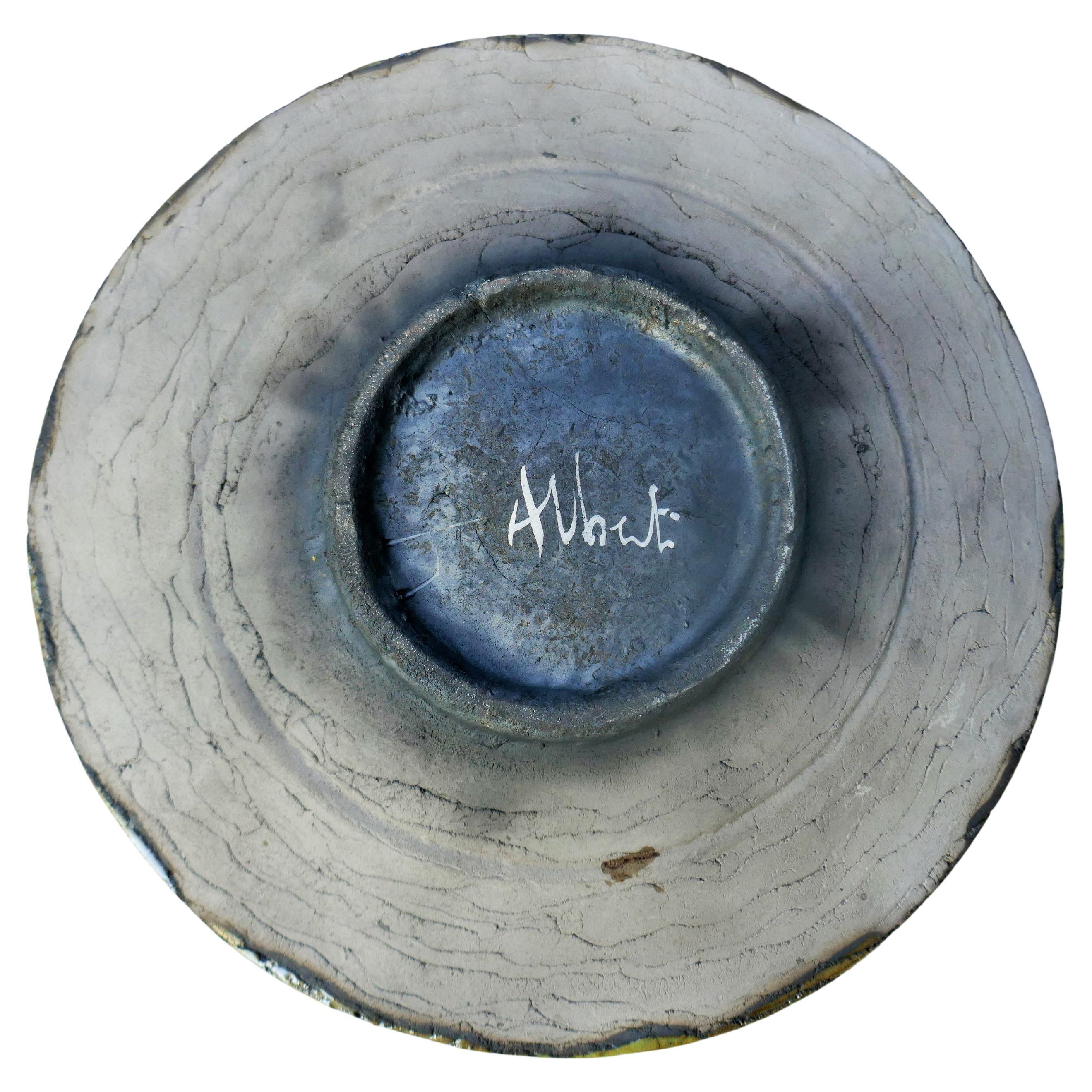 Raku ceramic plate by Emilio Alberti. (Late 20th Century) im Angebot