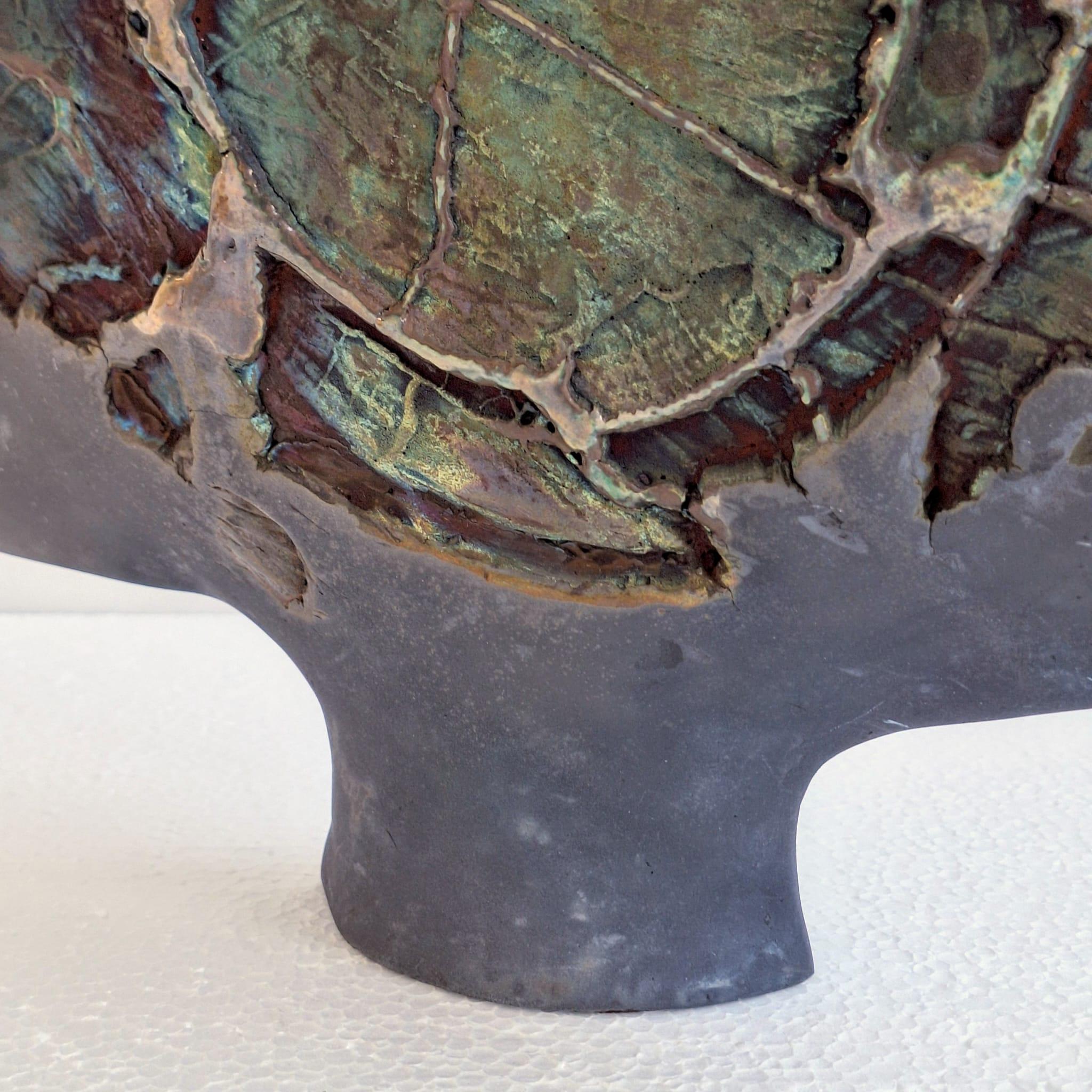 Raku ceramic vase designed by André Sas For Sale 1