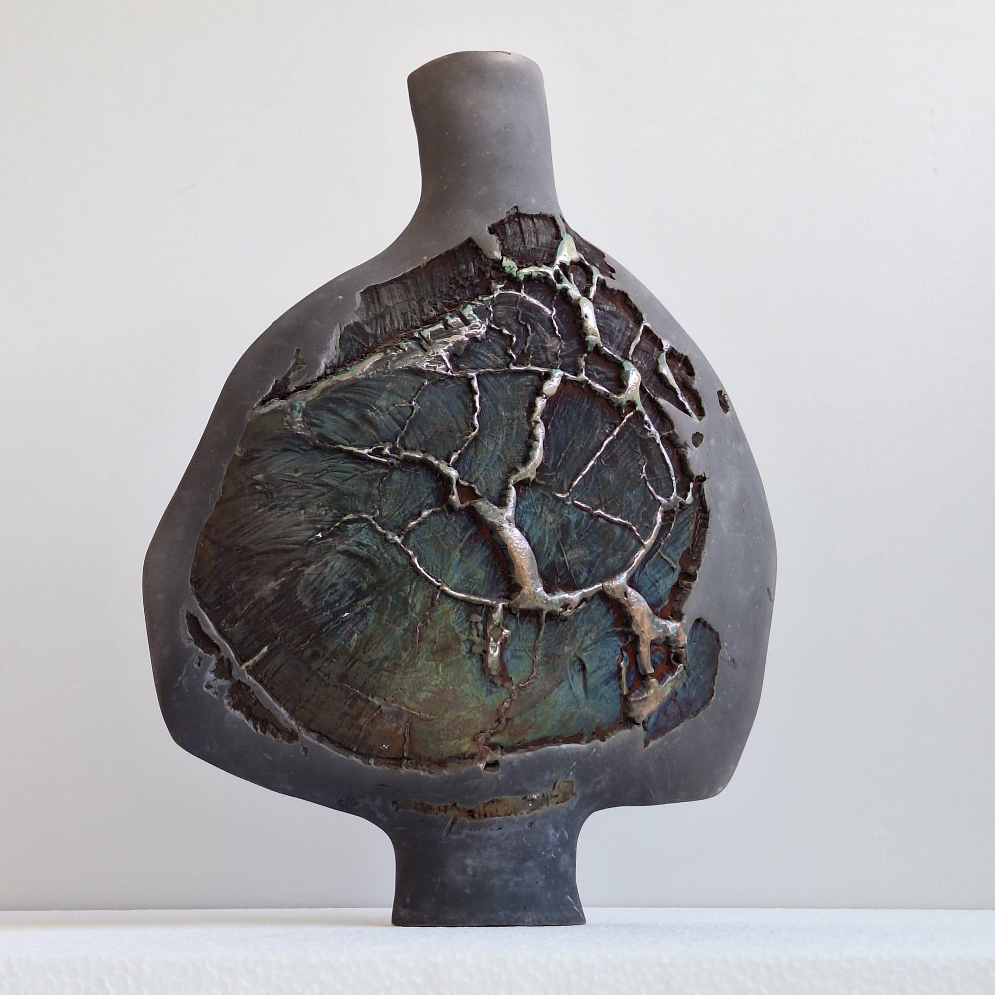 Raku ceramic vase designed by André Sas For Sale 2