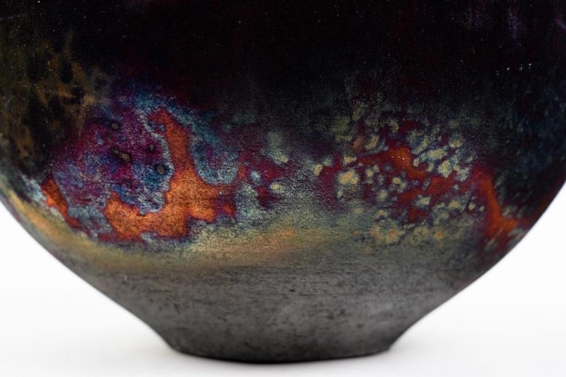 XXI secolo e contemporaneo Raku Ceramic Vessel Vase by Bob Green in vendita
