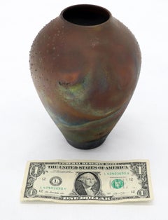 Raku Fired Baluster Shape Mid-Century Modern Porcelain Vase