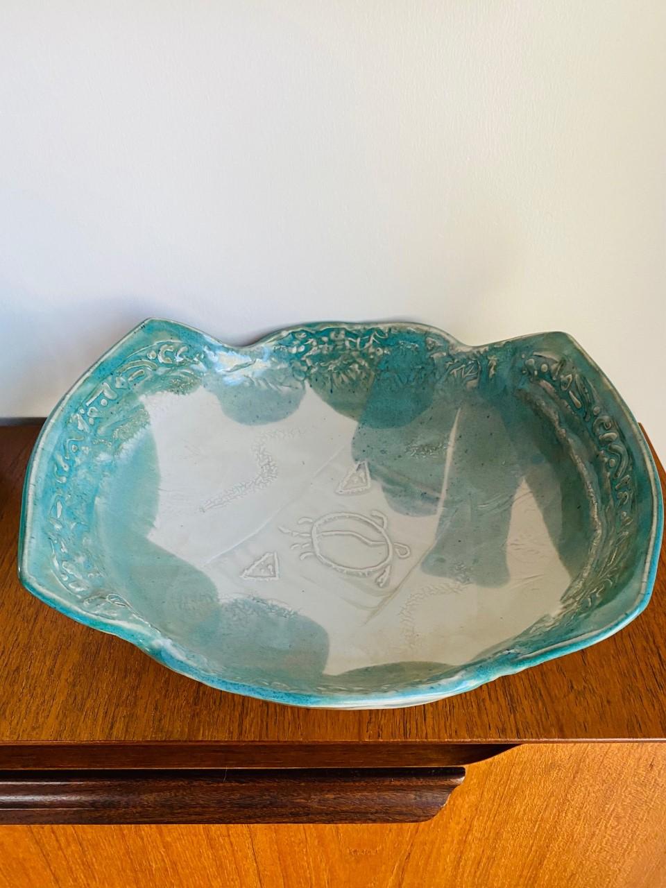 Raku-gebrannte Keramik-Inselschale von Jerome Heck (amerikanisch) im Angebot