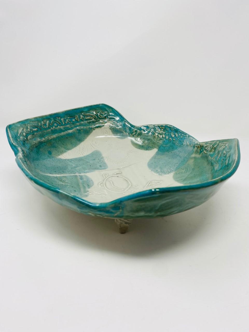 Clay Raku Fired Ceramic Island Bowl by Jerome Heck For Sale