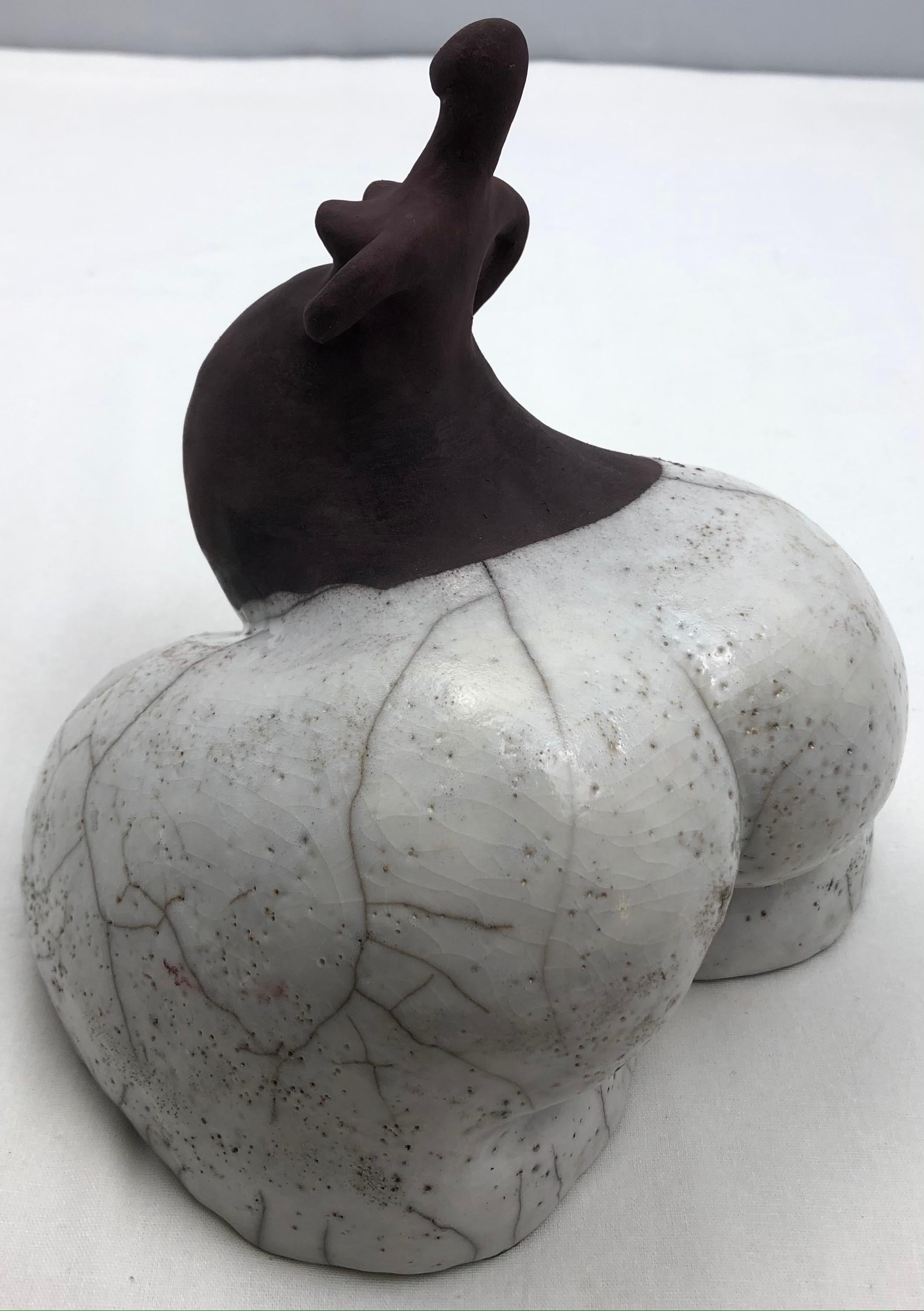 French Raku Fired Ceramic Sculpture Nude Woman For Sale