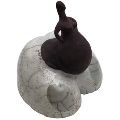 Raku Fired Ceramic, Pregnant Lady Sculpture