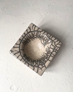 Raku-Fired Decorative Box-Bowl, Crackle Glaze