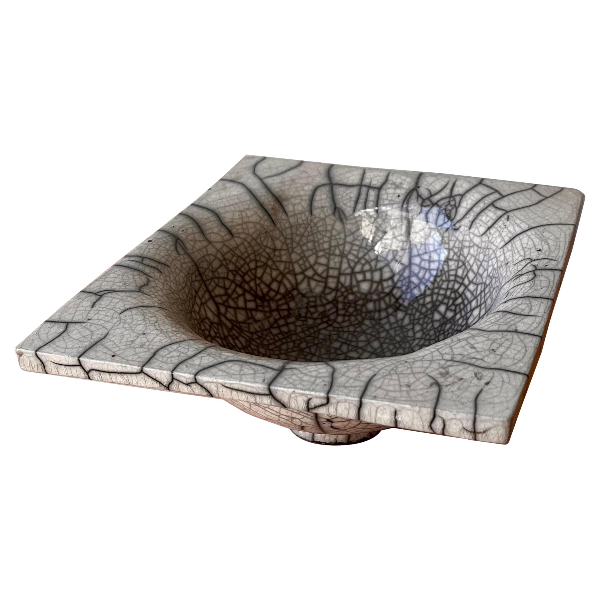 Cuencos cuadrados y octogonales cocidos en Raku, hechos a mano, de gres laja en venta
