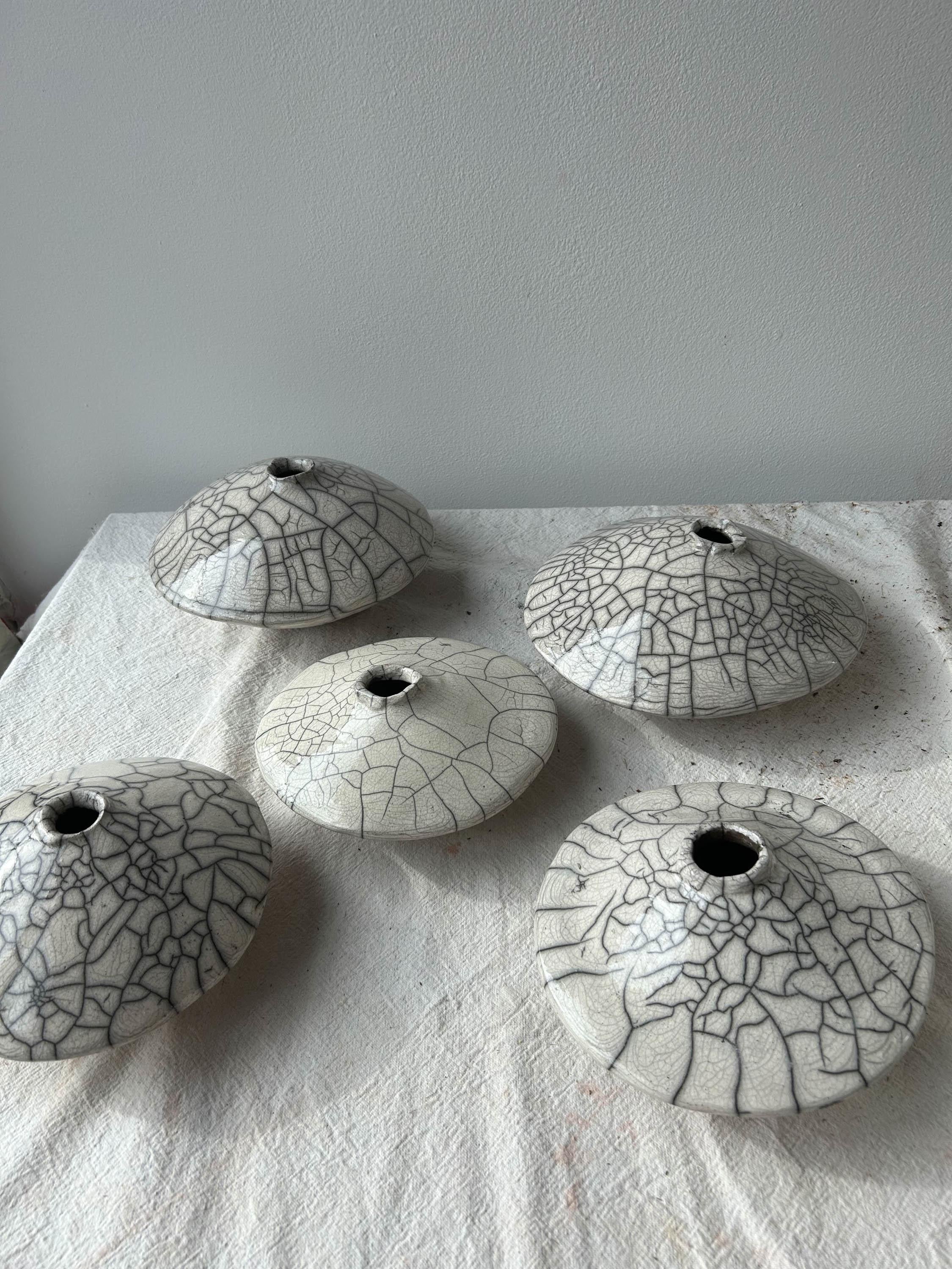 Ceramic Raku-fired Wabi Sabi Ikebana Vase For Sale