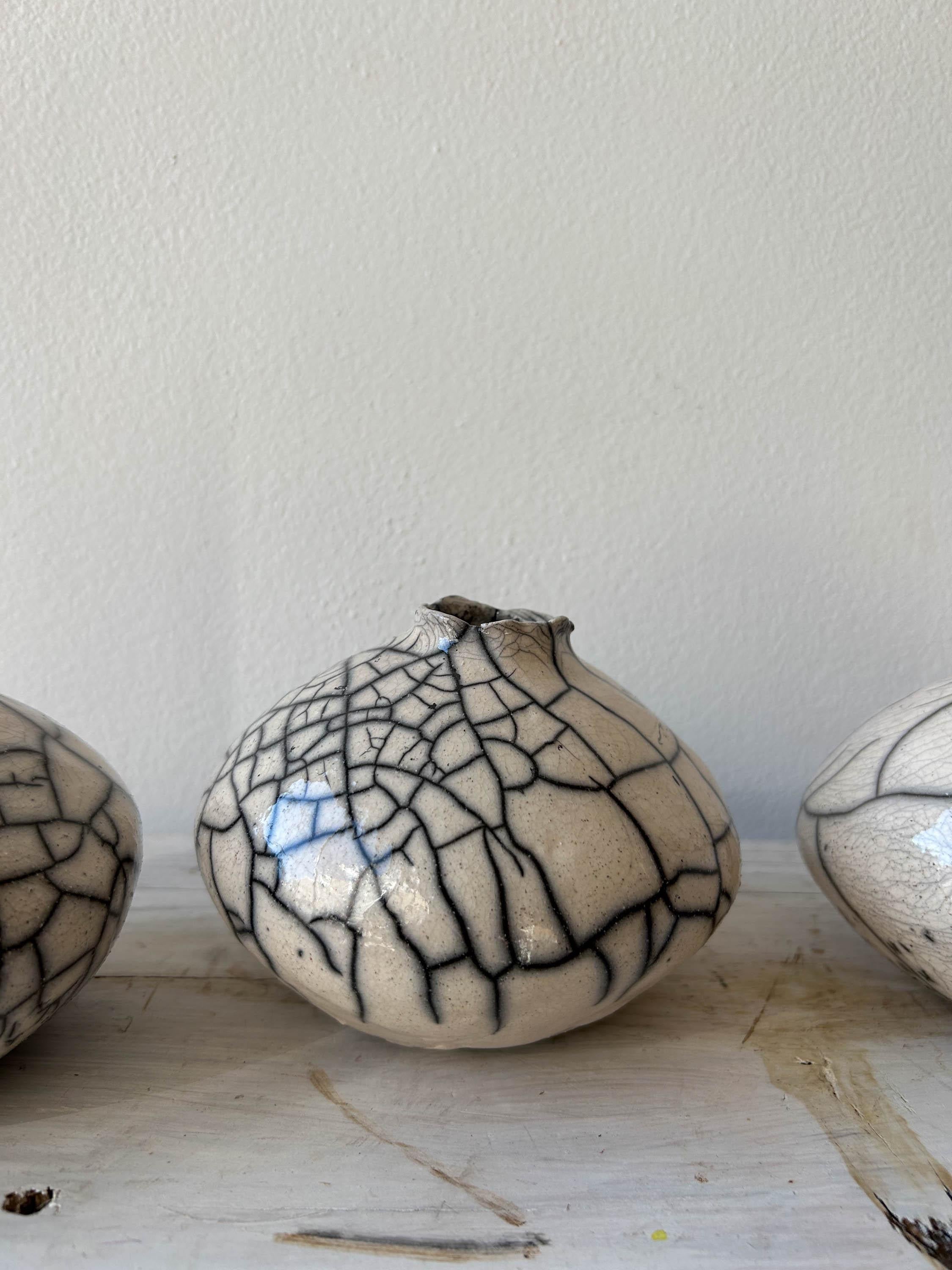 Raku-fired Wabi Sabi Miniature Moon Vase In New Condition In Brooklyn, NY