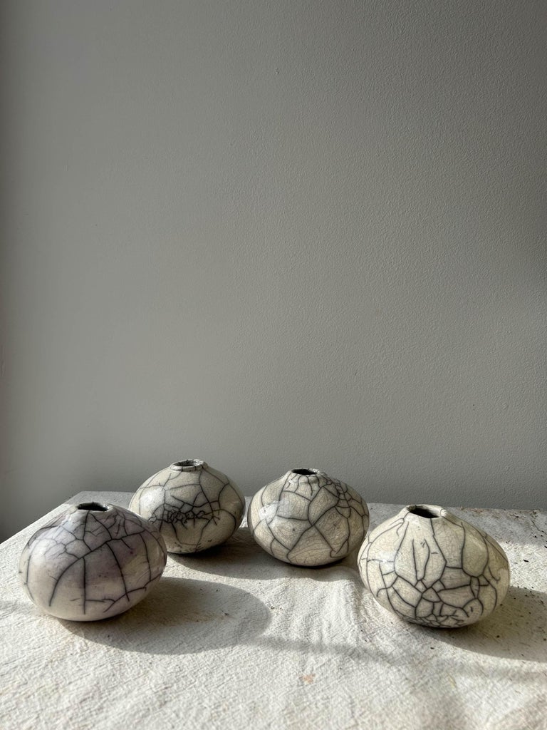 Raku-fired Wabi Sabi Miniature Moon Vase For Sale at 1stDibs