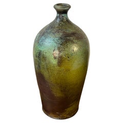 Large Vintage American Studio Ceramic Raku Bud Vase, 1999