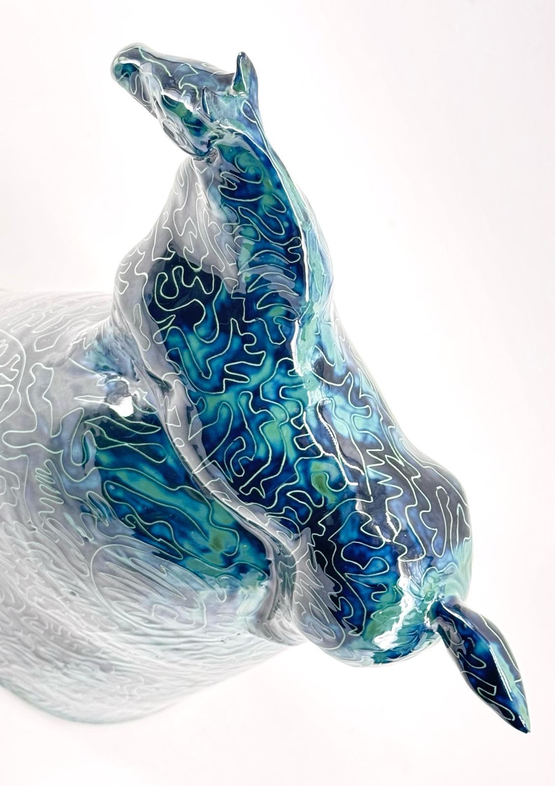 Raku Pferd, Keramik-Tafelaufsatz, handgefertigt ohne Form, NEU 2024 (Handgefertigt) im Angebot