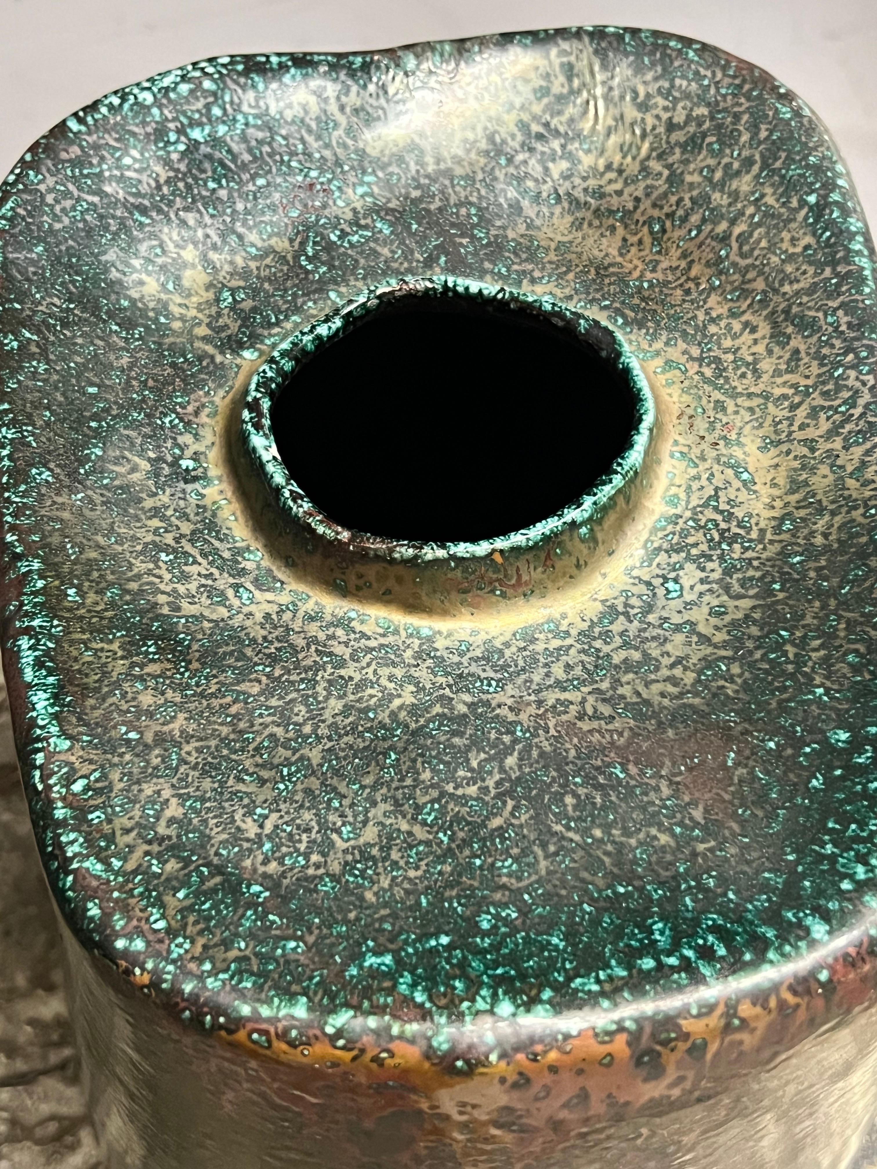 Late 20th Century Raku Pair of Monumental Ceramic Vases with Metallic Glaze