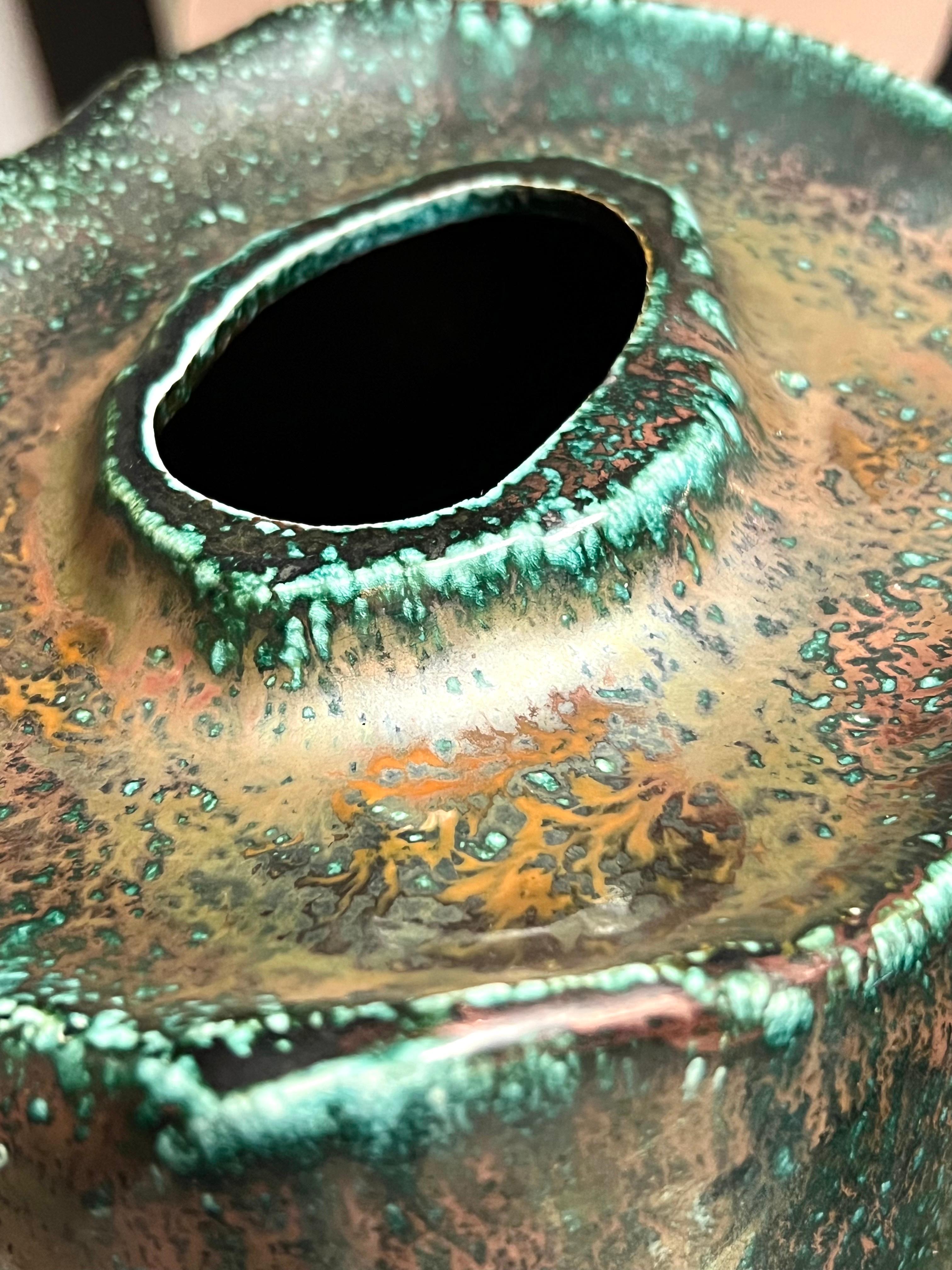 Raku Pair of Monumental Ceramic Vases with Metallic Glaze 2