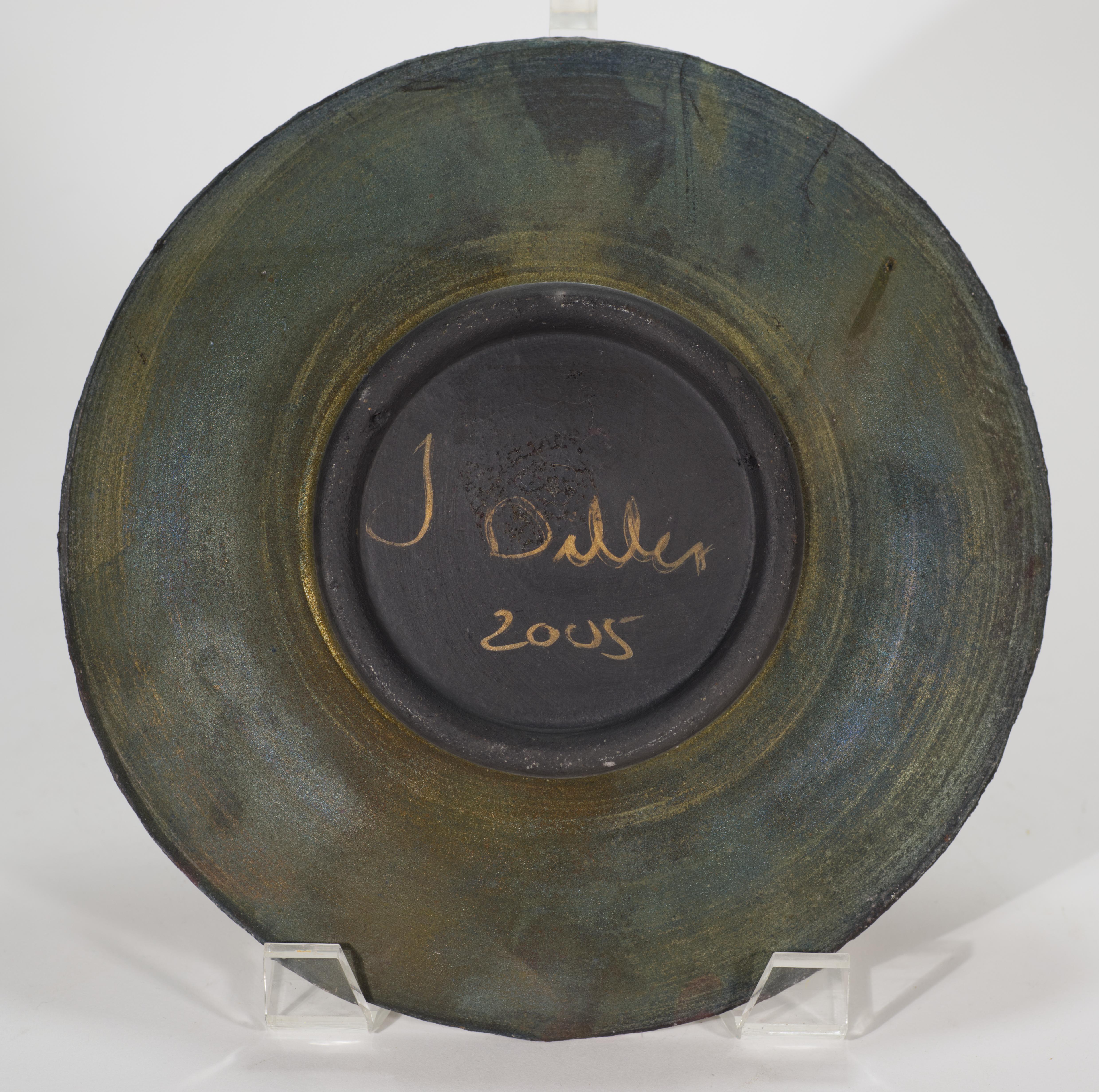 Raku-Platte Catchall-Schale mit Schildpatt-Dekor, American Art Studio Pottery (Organische Moderne) im Angebot