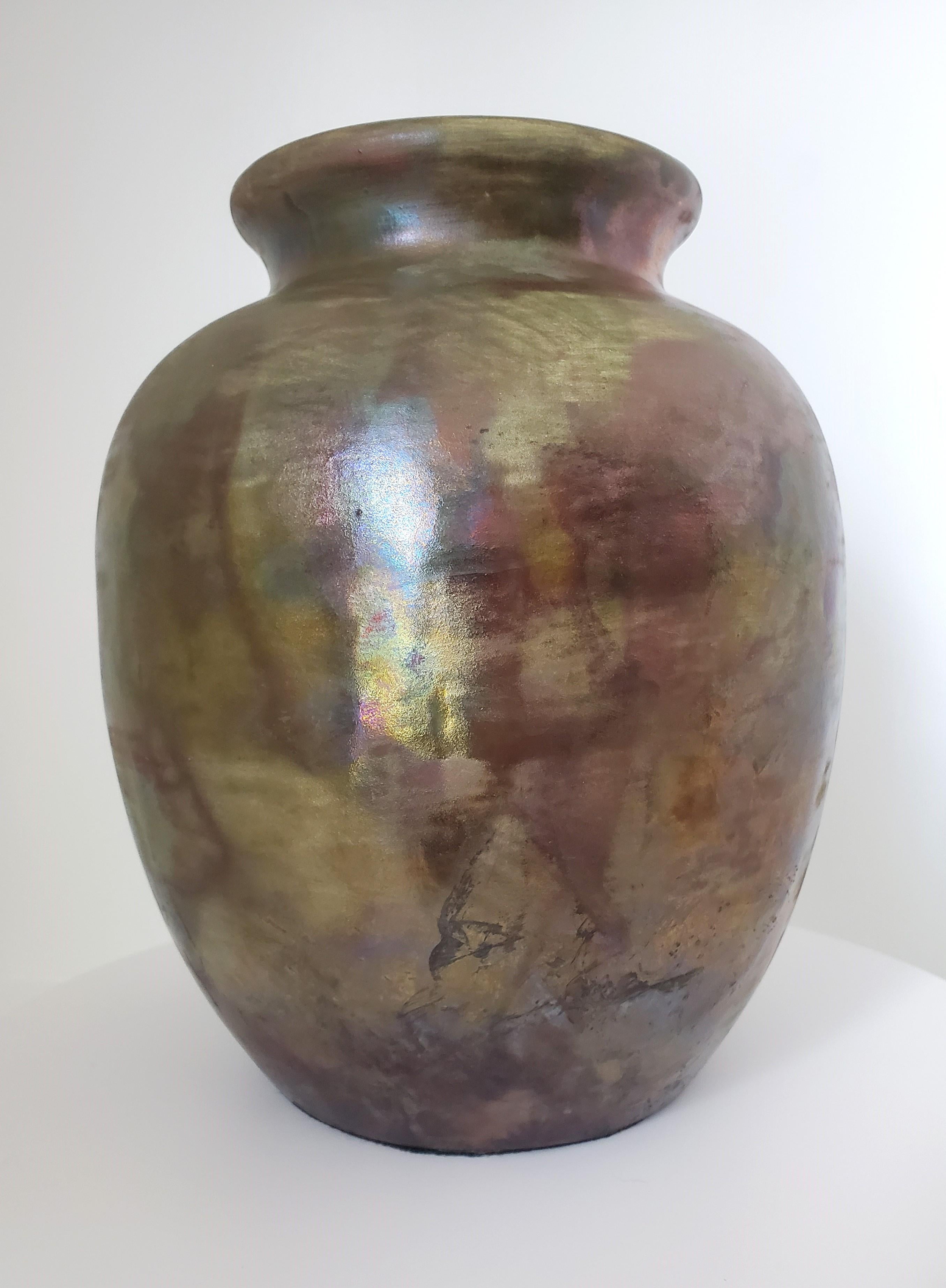 Modern Raku Pottery Vase from NW Raku Gallery For Sale