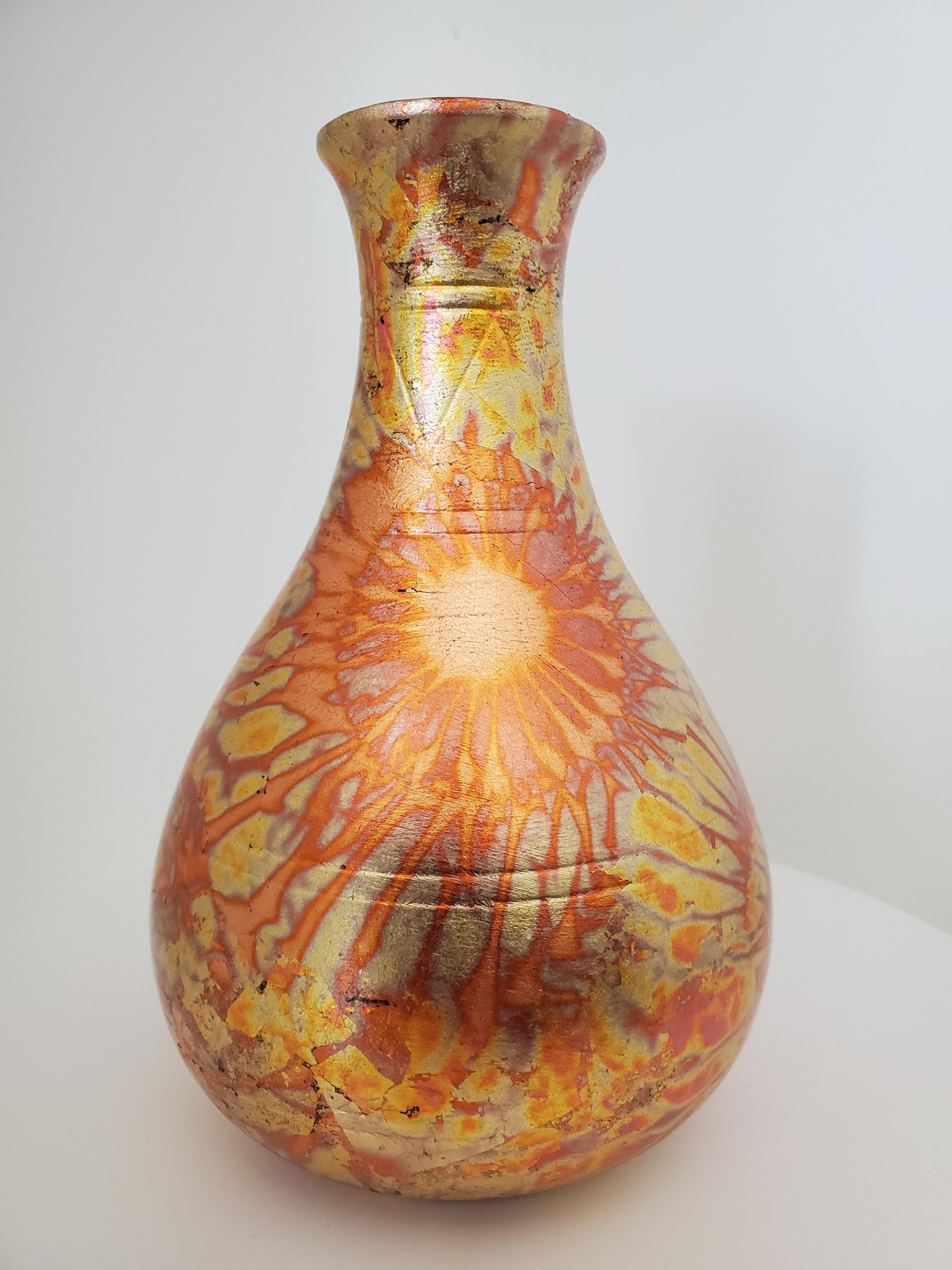 Clay Raku Pottery Vase from NW Raku Gallery For Sale