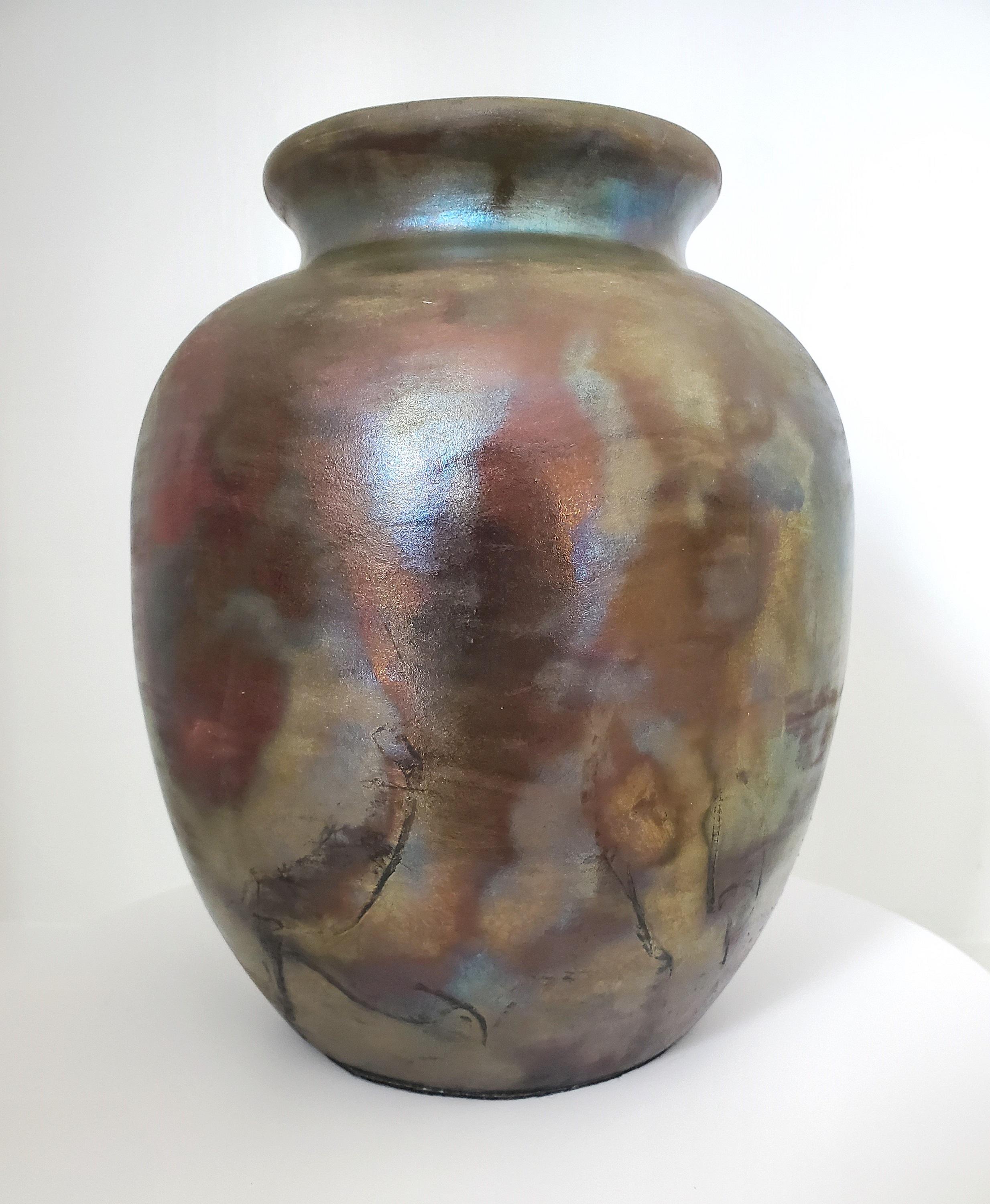 Raku Pottery Vase from NW Raku Gallery For Sale 1