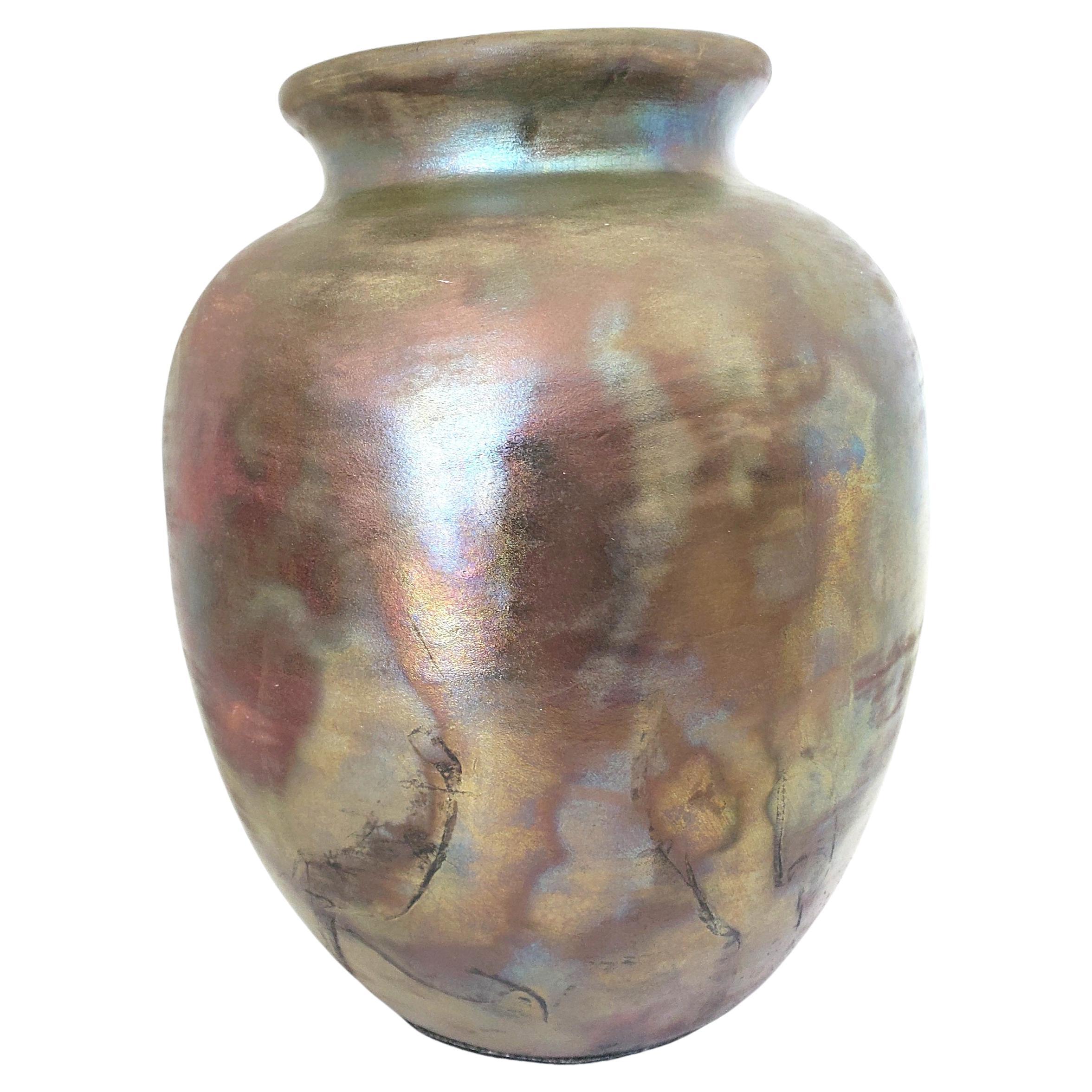 Vase en poterie Raku de la galerie NW Raku en vente