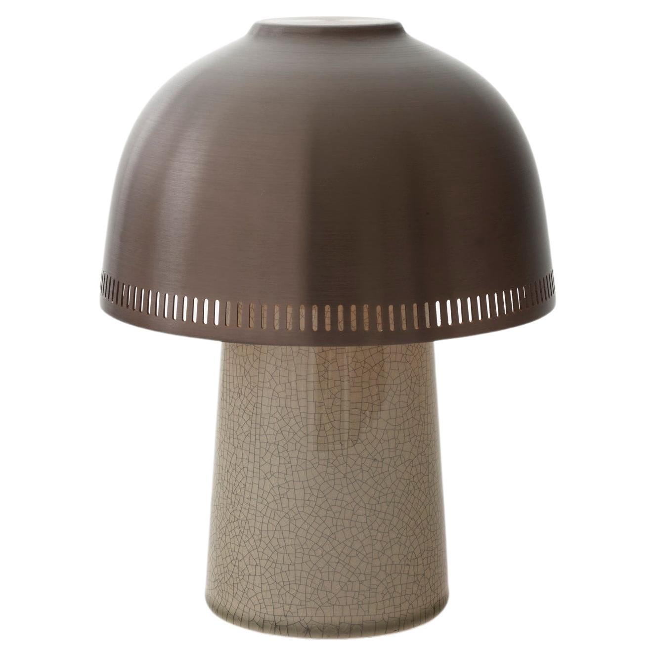 Raku SH8, Beigegraue/bronzefarbene Porzellan-Tischlampe für &Tradition