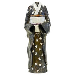Raku Style Ceramic Kimono Sculpture Signed by Kathryn Manry Quadra Island Artist