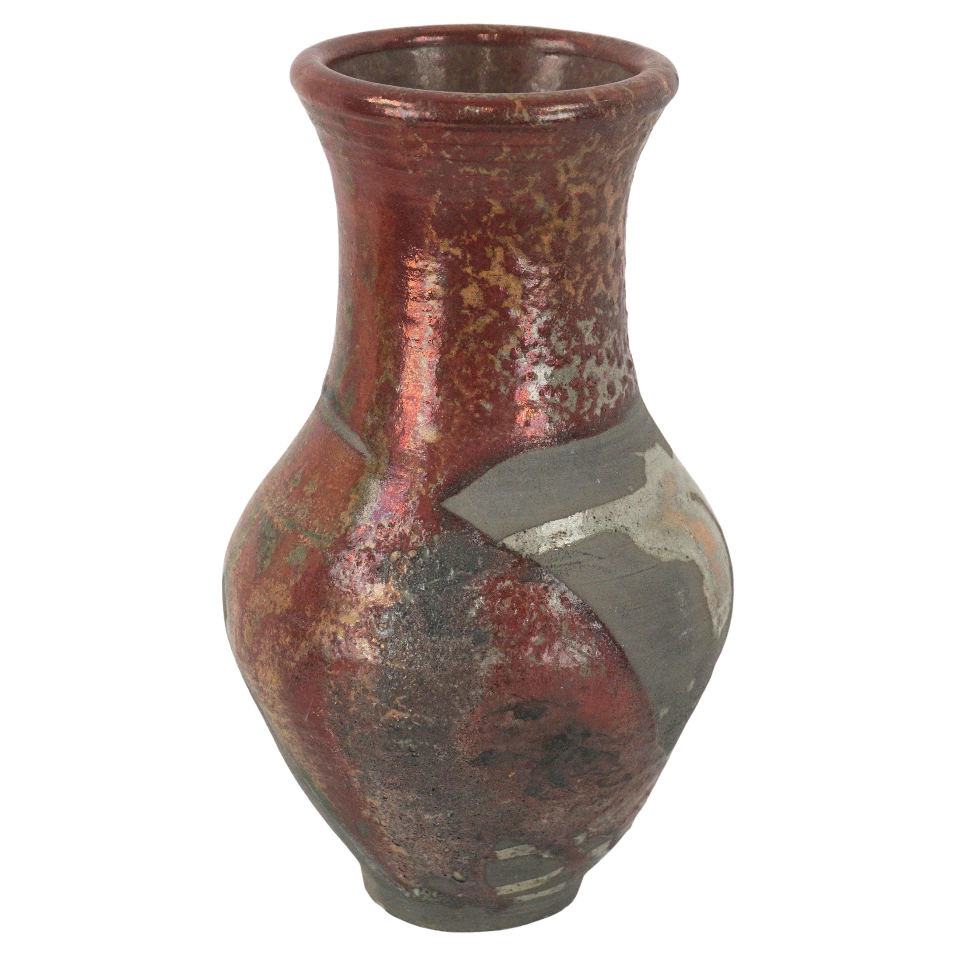 Raku Ceramic Vase by Andy Ruble For Sale