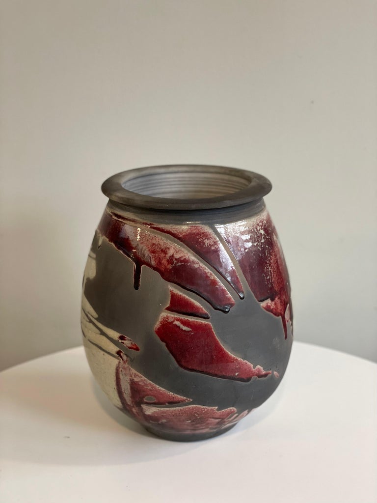 Raku Style Pottery Decorative Vase at 1stDibs