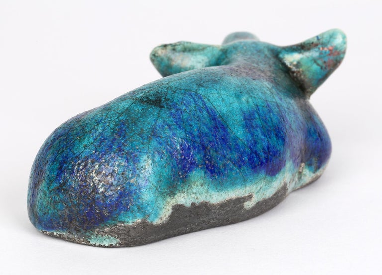 Raku Turquoise Glazed Studio Pottery Resting Pig Figure For Sale at ...