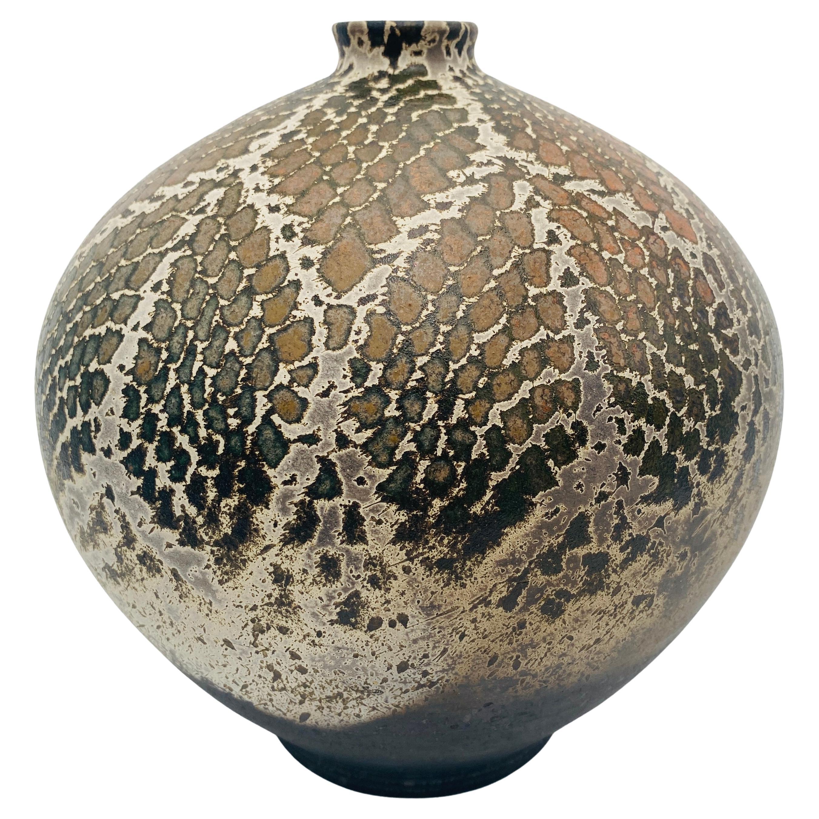 Mid-Century Modern Raku Vase, Signed James Franklin, Santa Fe, New Mexico For Sale