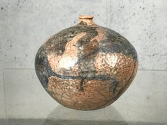 Raku Vessel by Charles 'Charlie' Brown Florida Pottery Vase Pot