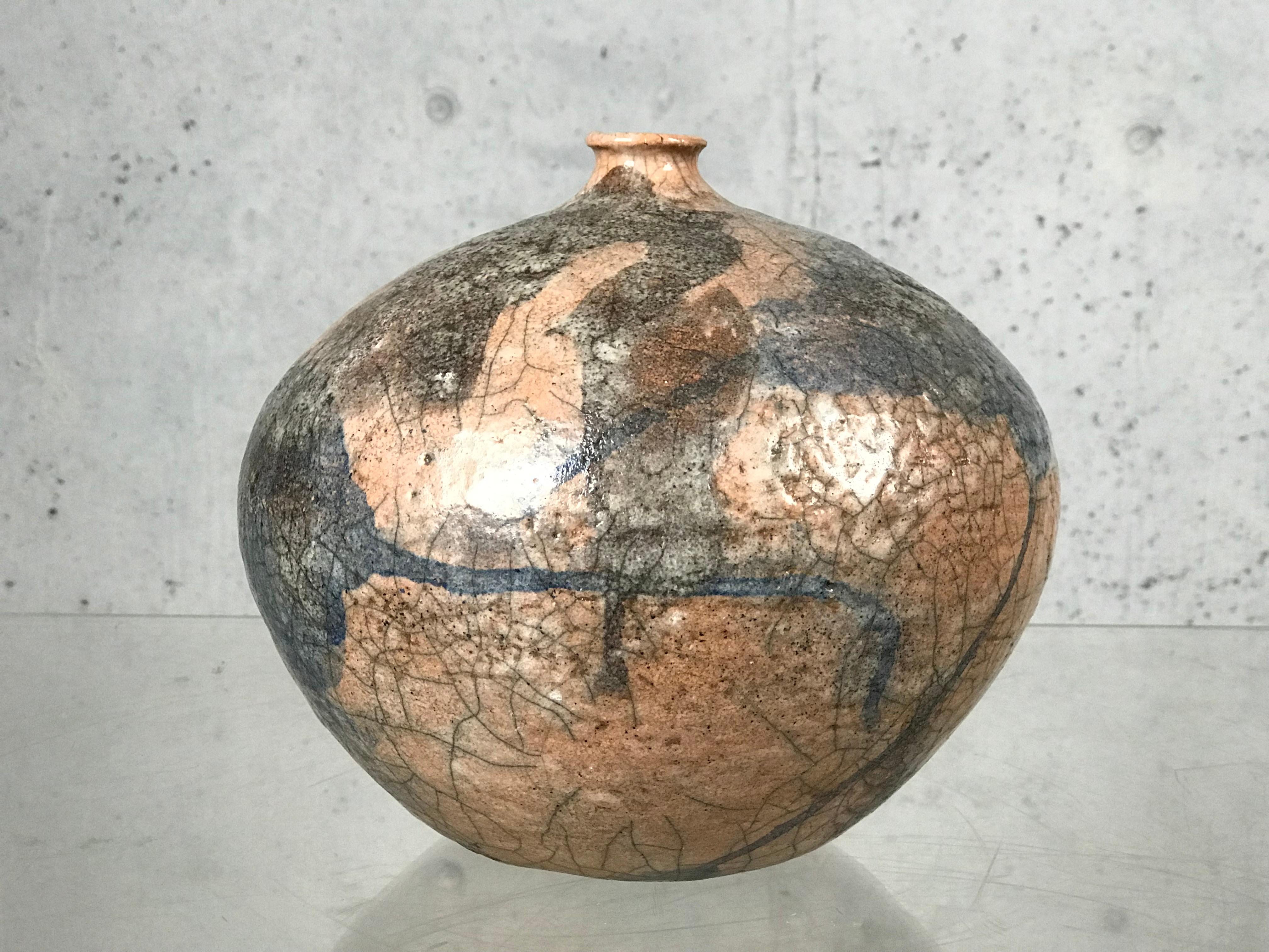 Raku Vessel by Charles 'Charlie' Brown Florida Pottery Vase Pot 10