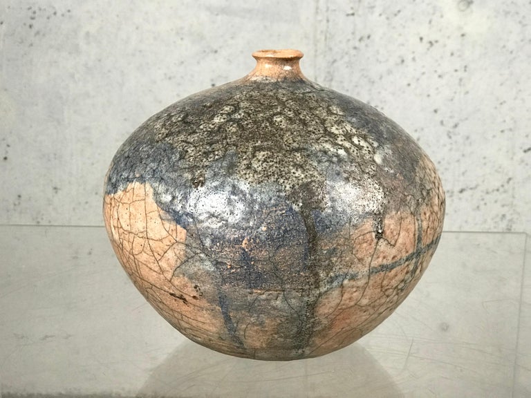 Raku Vessel by Charles 'Charlie' Brown Florida Pottery Vase Pot at