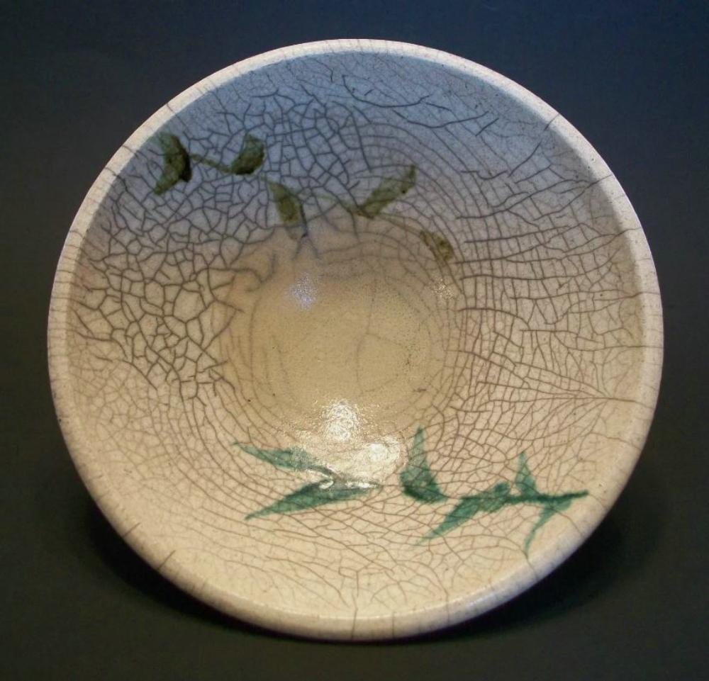 Asian RAKU WARE - Small Glazed & Decorated Ceramic Bowl - Unsigned - Late 20th Century For Sale