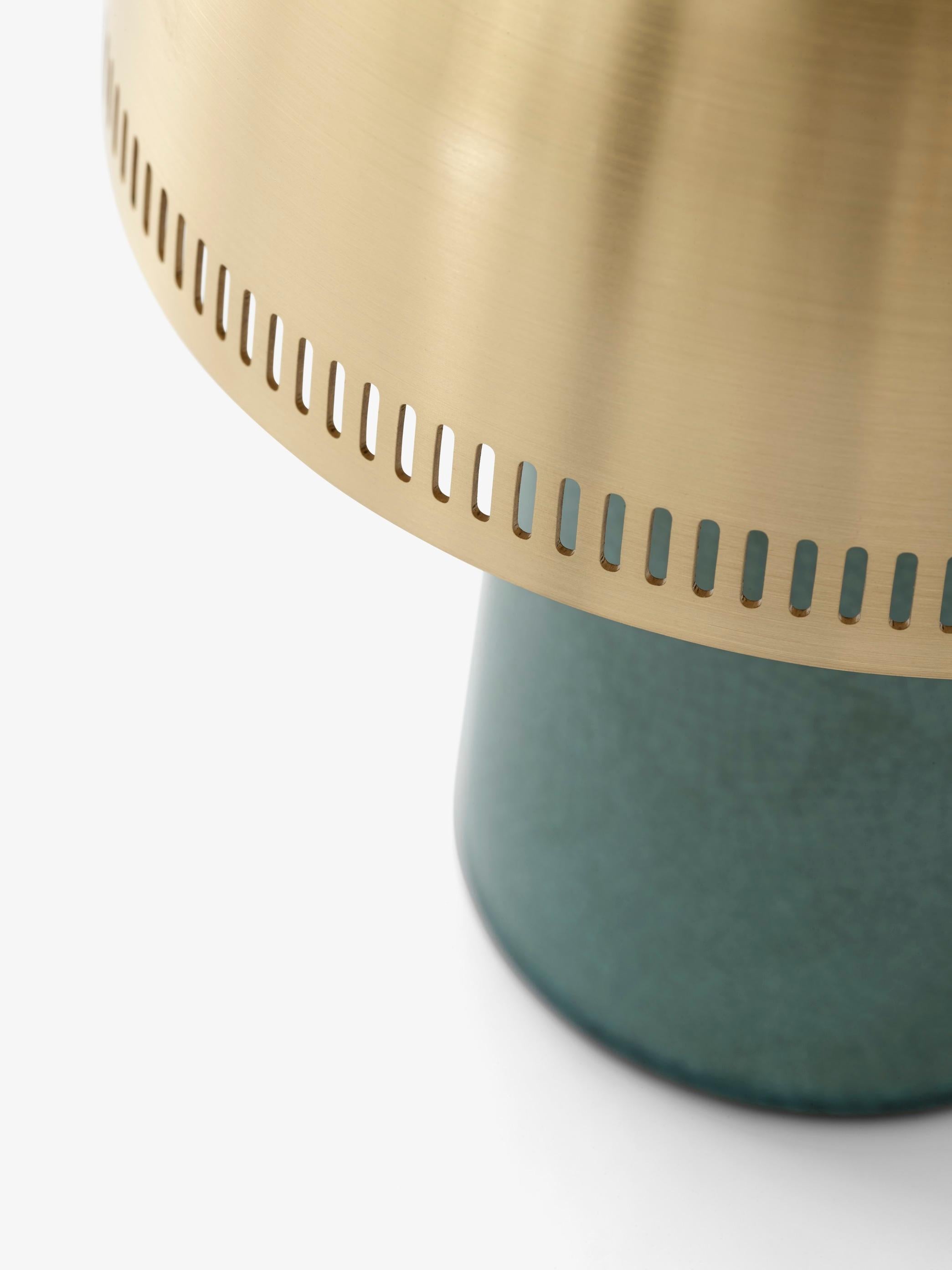 RakuSH8-Blue Green/Brass Portable Table Lamp-by Sebastian Herkner for &Tradition In New Condition For Sale In Dubai, AE