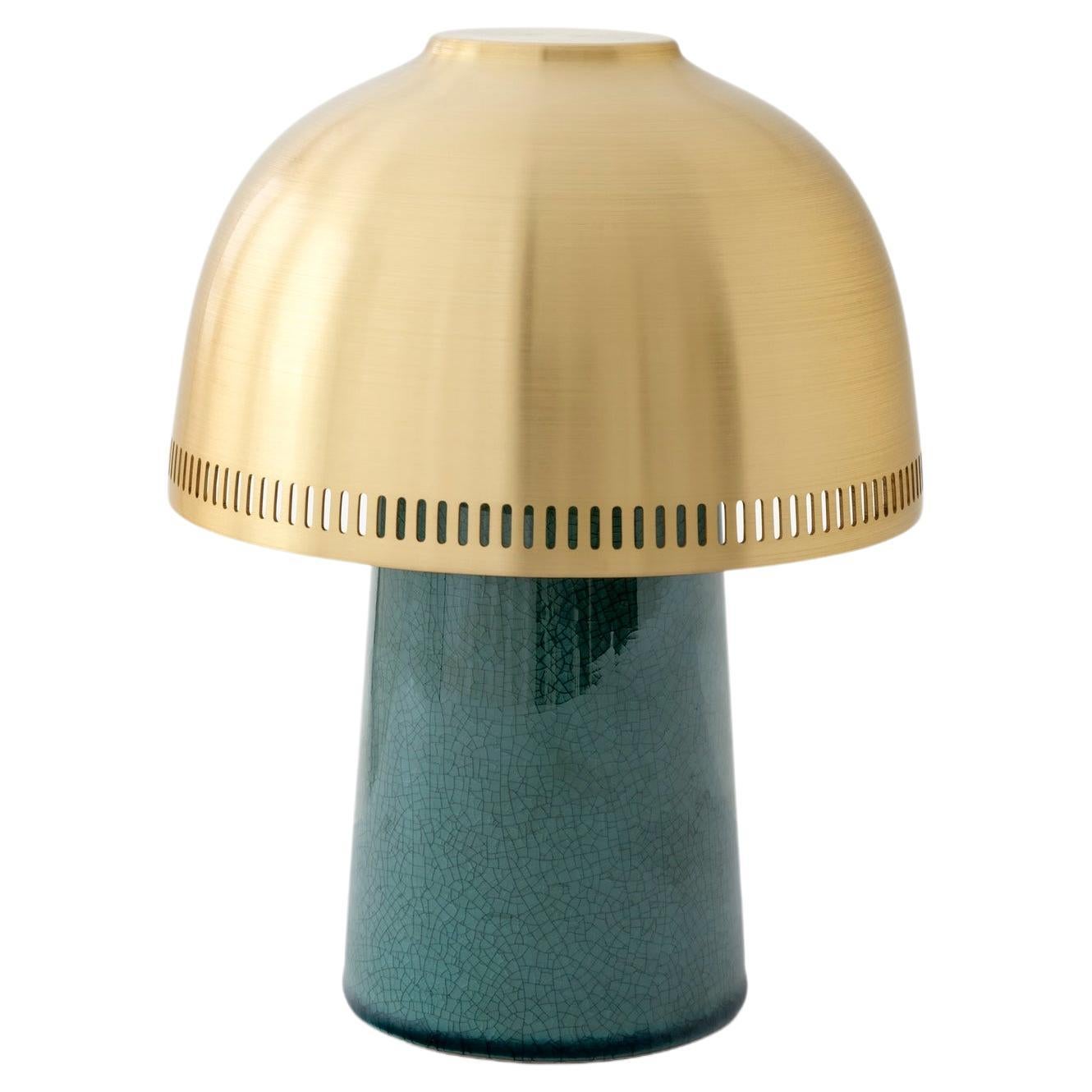 RakuSH8-Blue Green/Brass Portable Table Lamp-by Sebastian Herkner for &Tradition For Sale