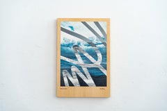 Blue Interwoven Seascapes, Geometric Oil Painting on Wood, Signed Original